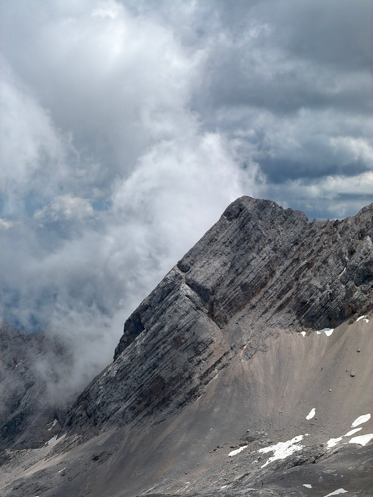 High up in the German Alps on a cloudy summer day