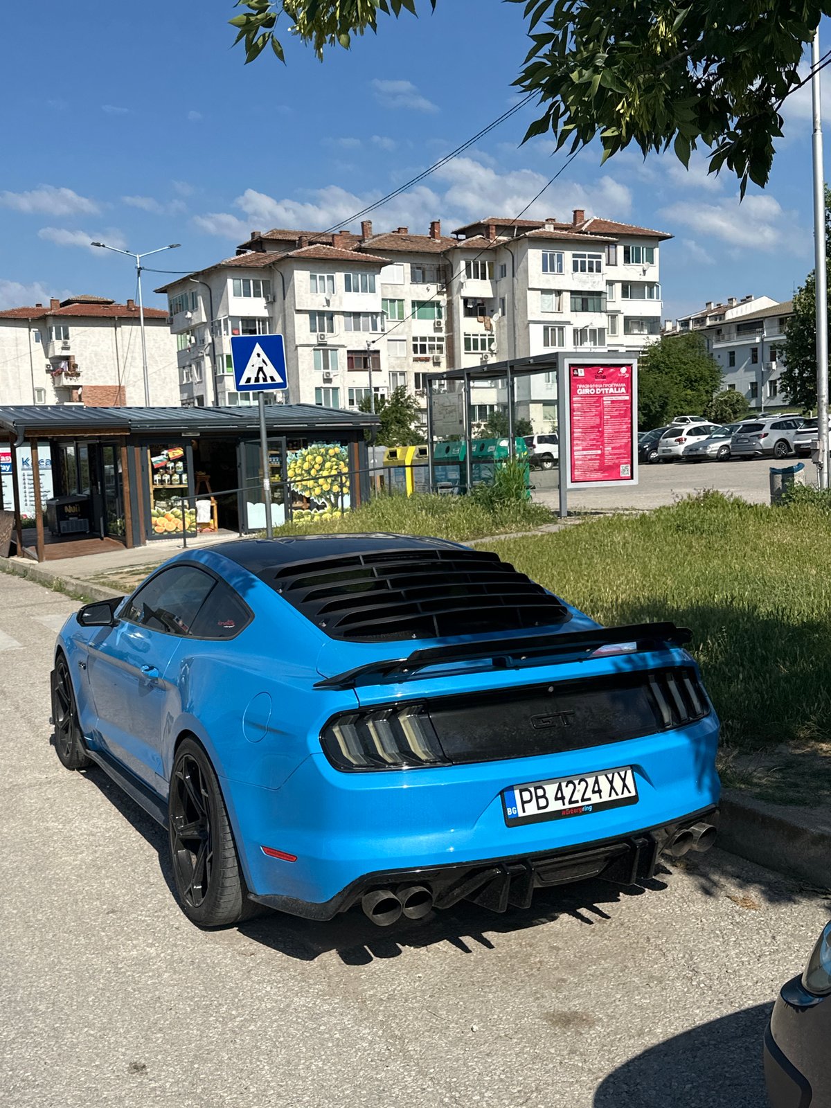 Blue Mustang and Maserati spotted on a Veliko Tarnovo street