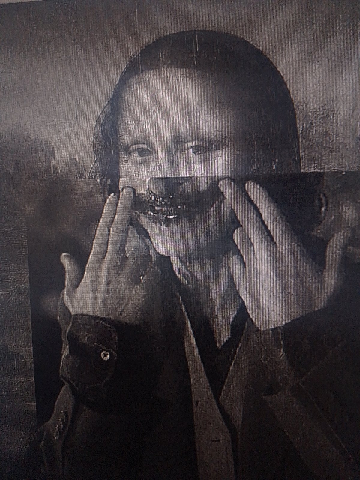 Modified Mona Lisa artwork captured in Pernik, Bulgaria