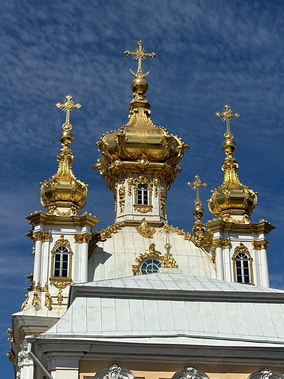 Summer morning at Peterhof Palace, fountains and pageantry in full swing