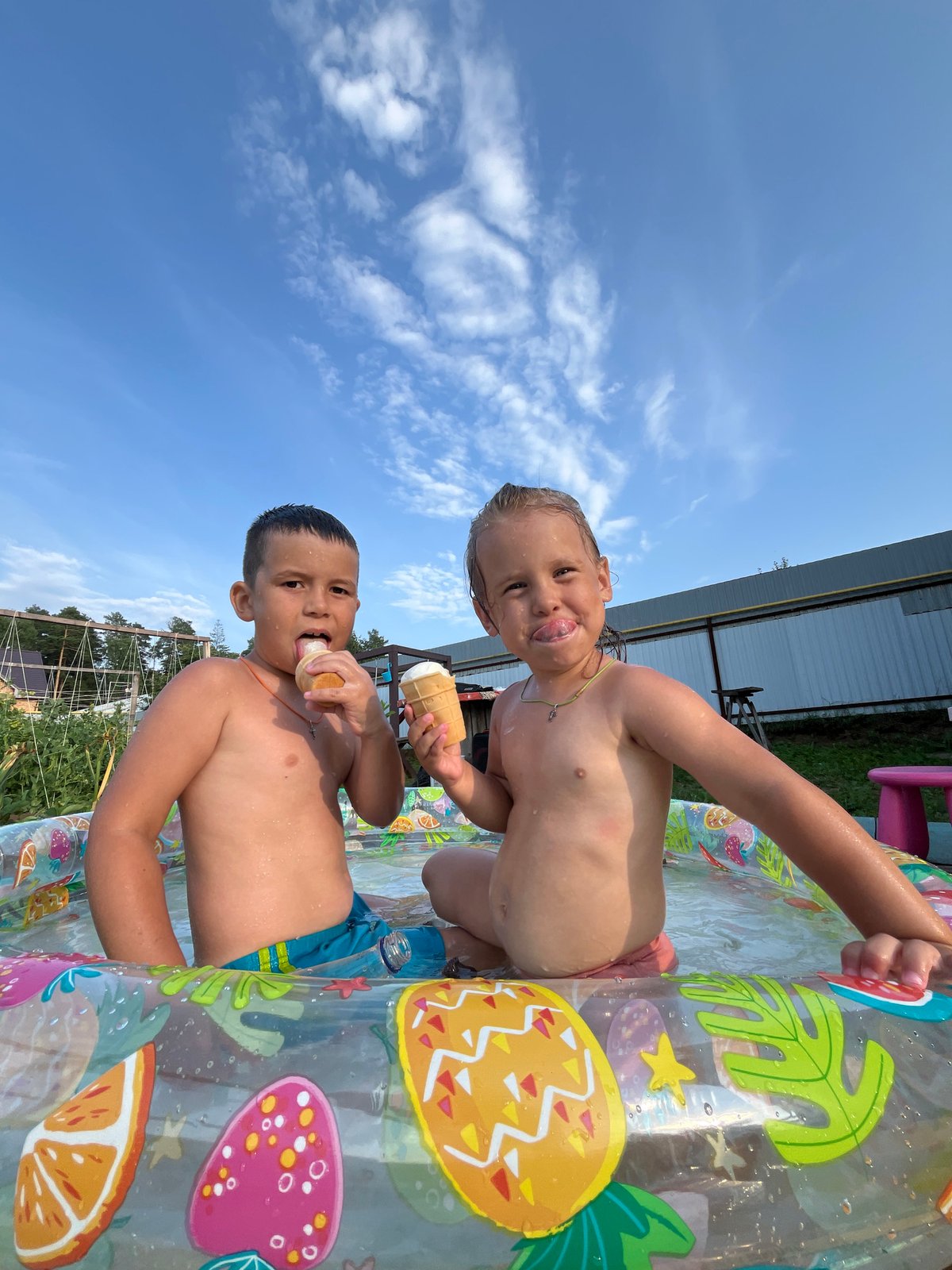 Summer day in Chaikovsky: pools, selfies, and backyard life
