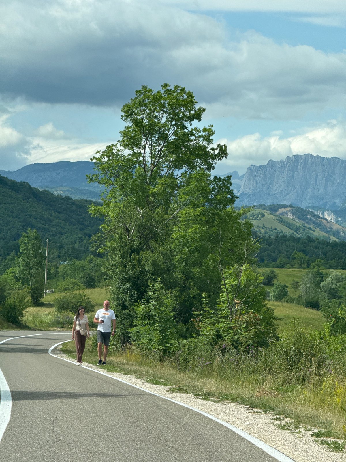 A casual walk along a rural road near Šavnik, Montenegro.