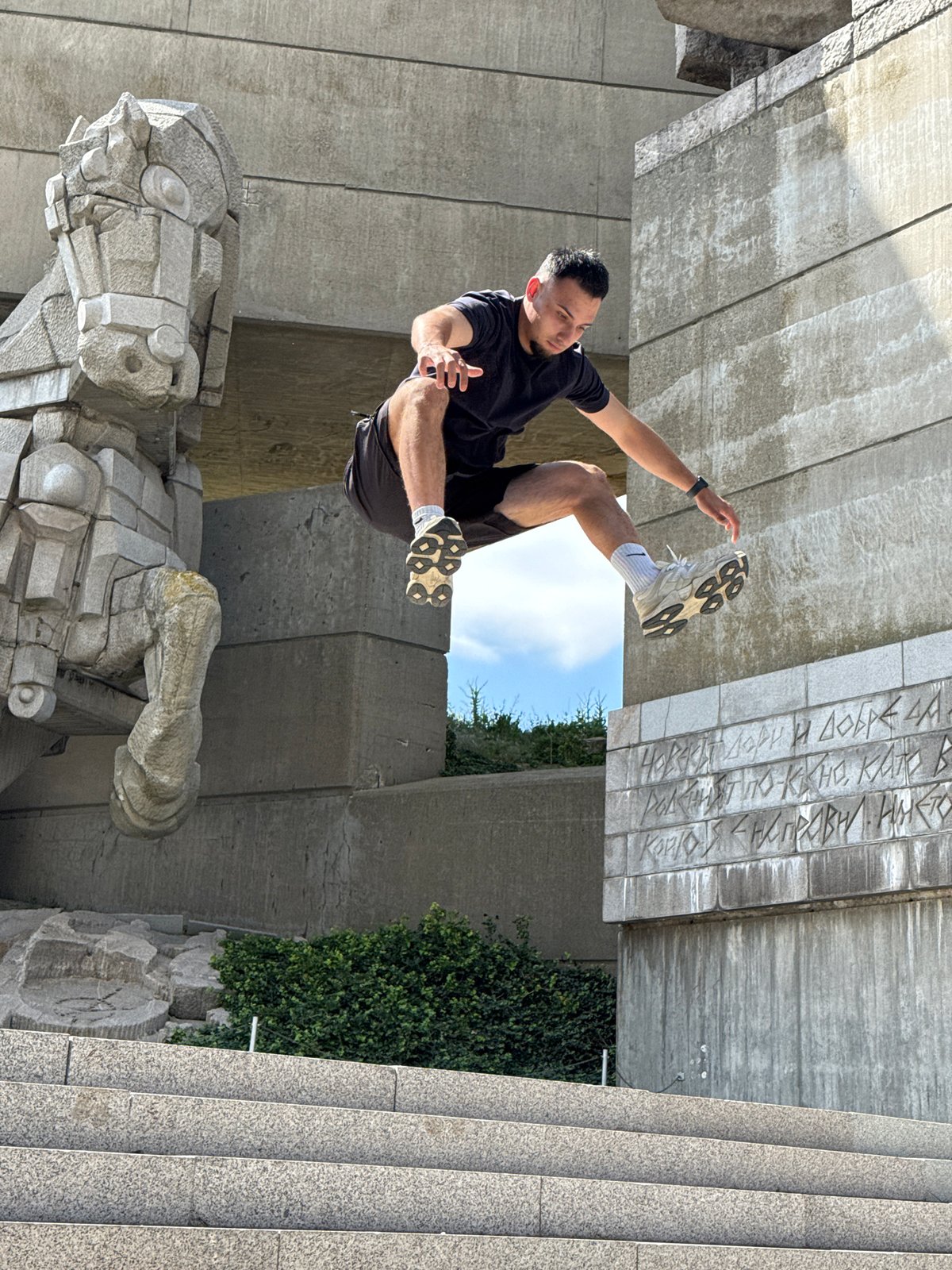Acrobatics at Shumen's Monument to the Founders of the Bulgarian State