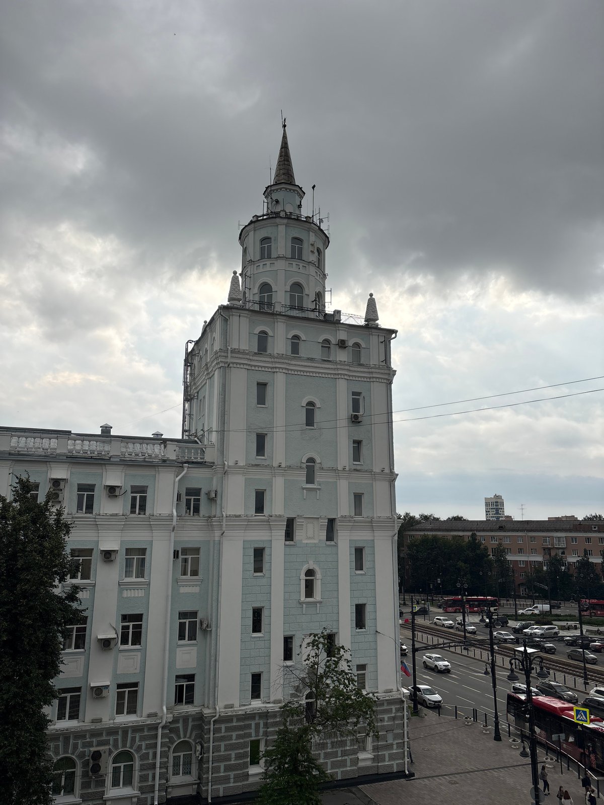 Street scenes, transit, and city views across central Perm