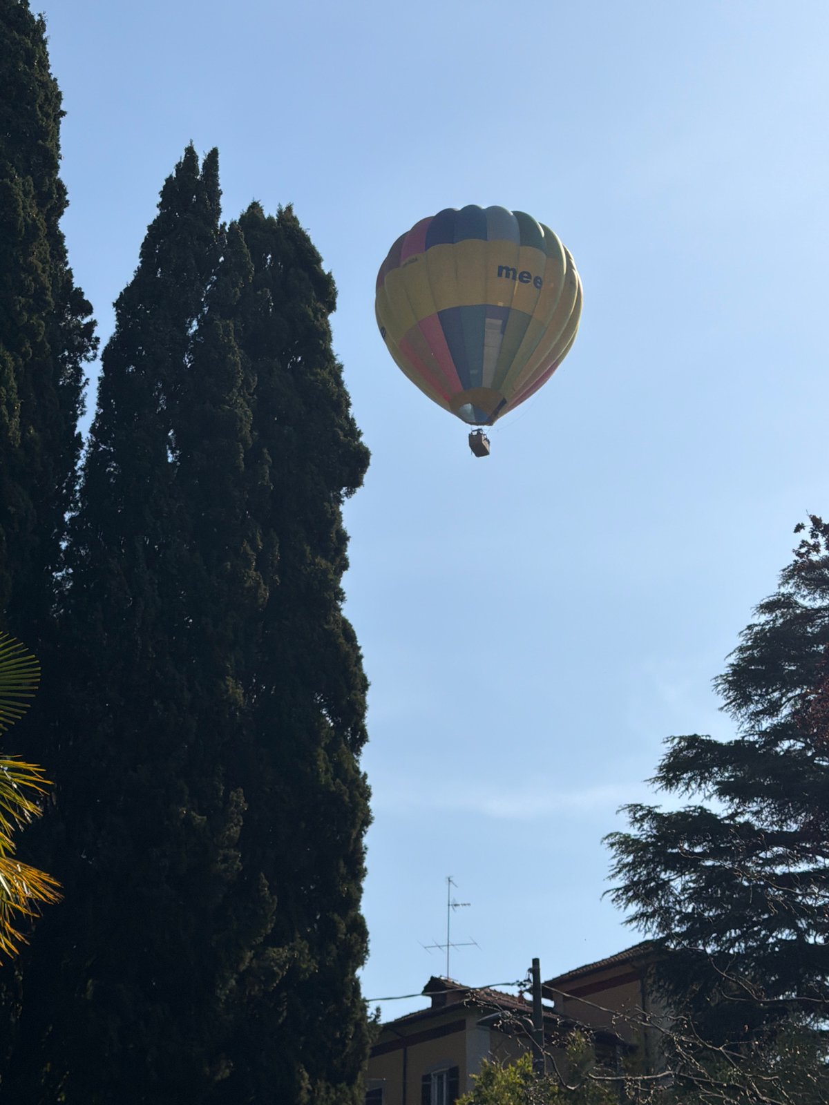 Hot air balloon spotted over Penzano, Italy village