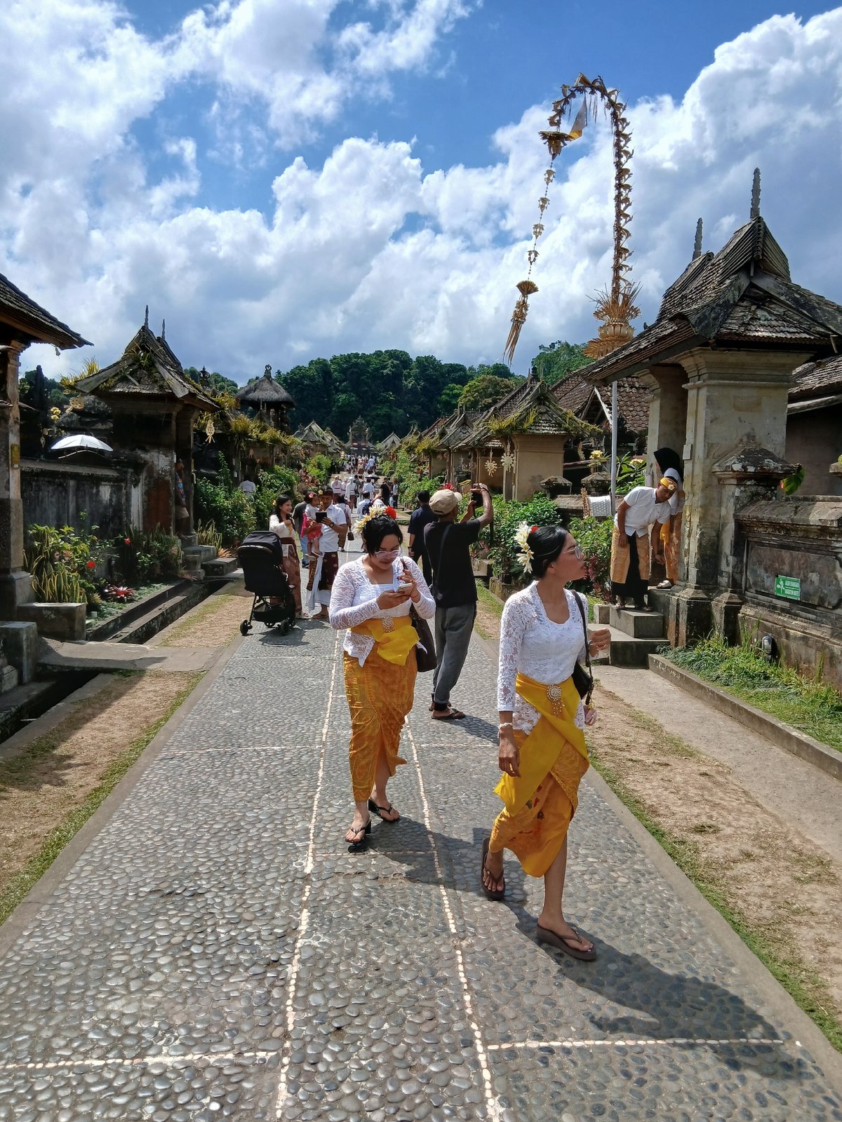 Traditional Balinese temple procession underway in Susut, Bali