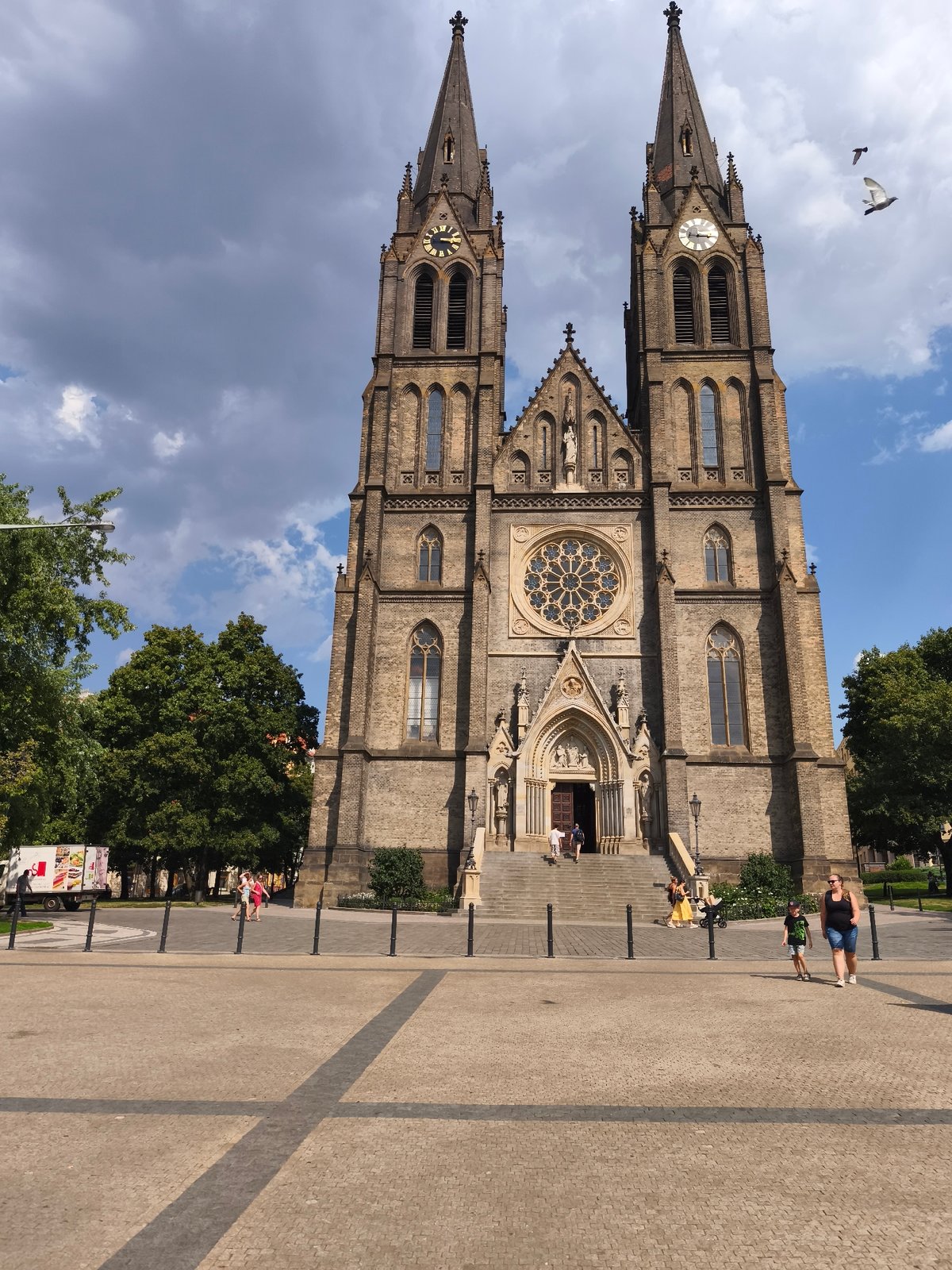 Vyšehrad basilica and surrounding streetscape, Prague