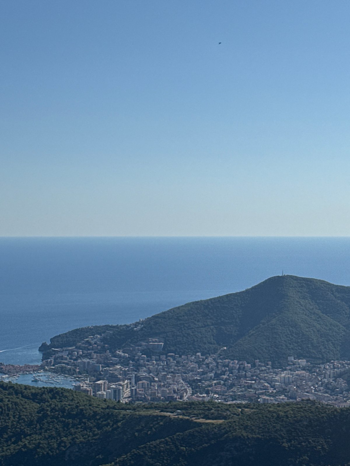Coastal city views from a scenic mountain overlook