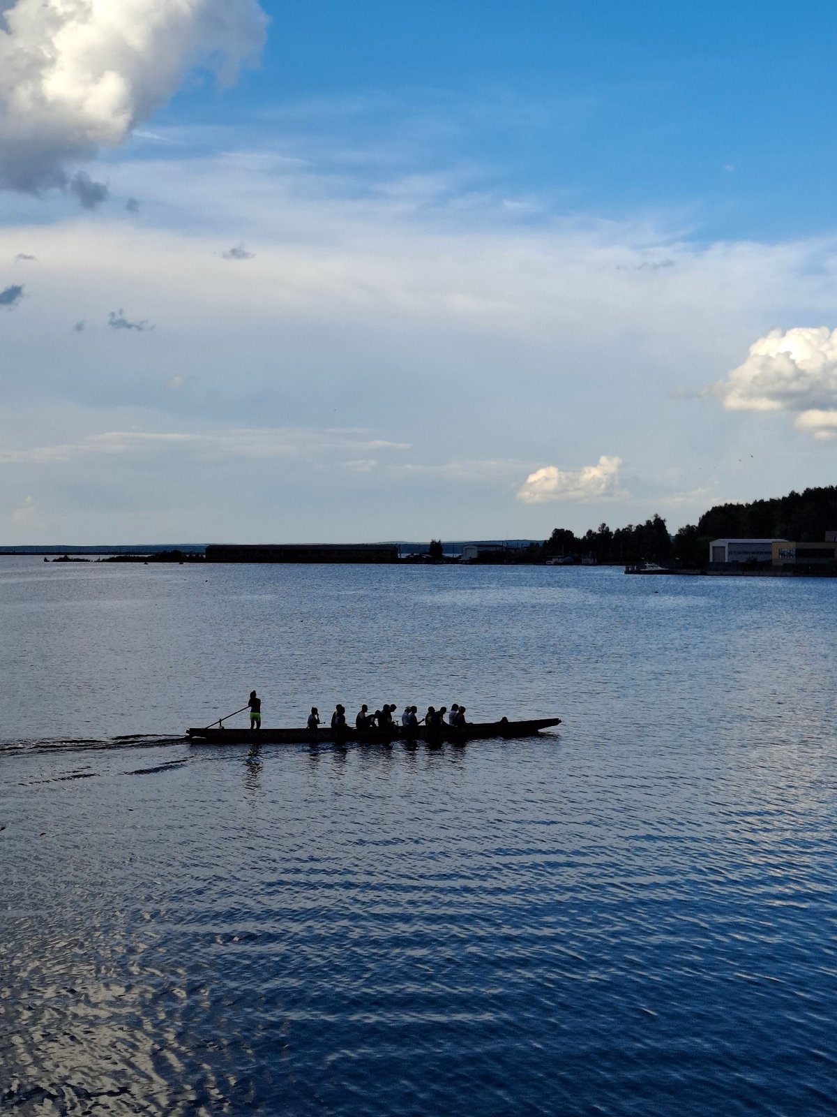 Dragon boat racing on a Russian reservoir, mid-June