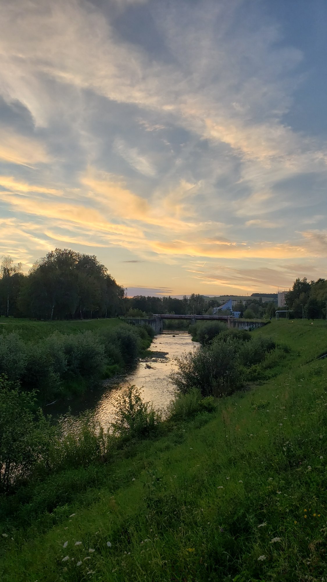 Torysa River at golden hour, Prešov