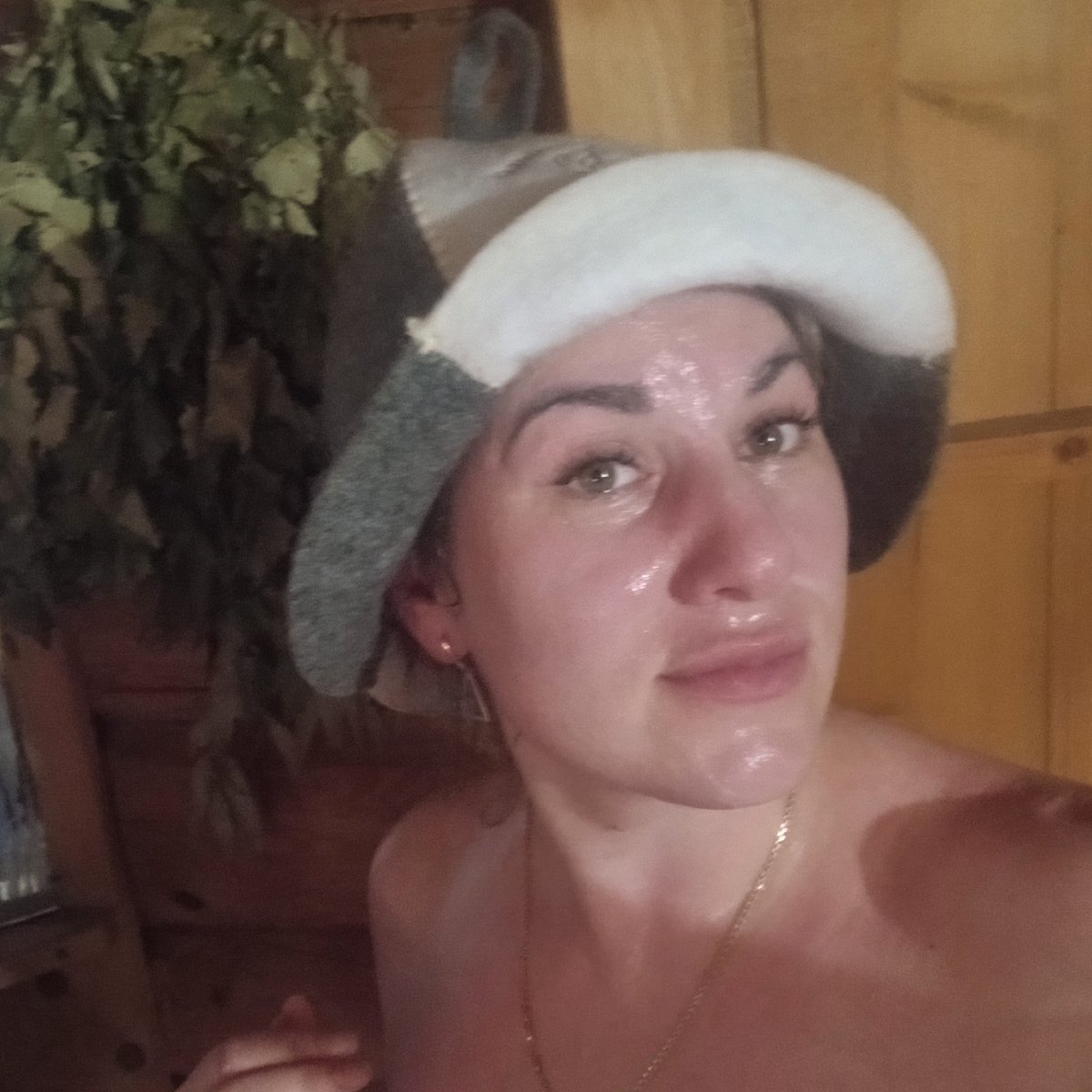 Sauna selfie and outdoor portraits captured same afternoon
