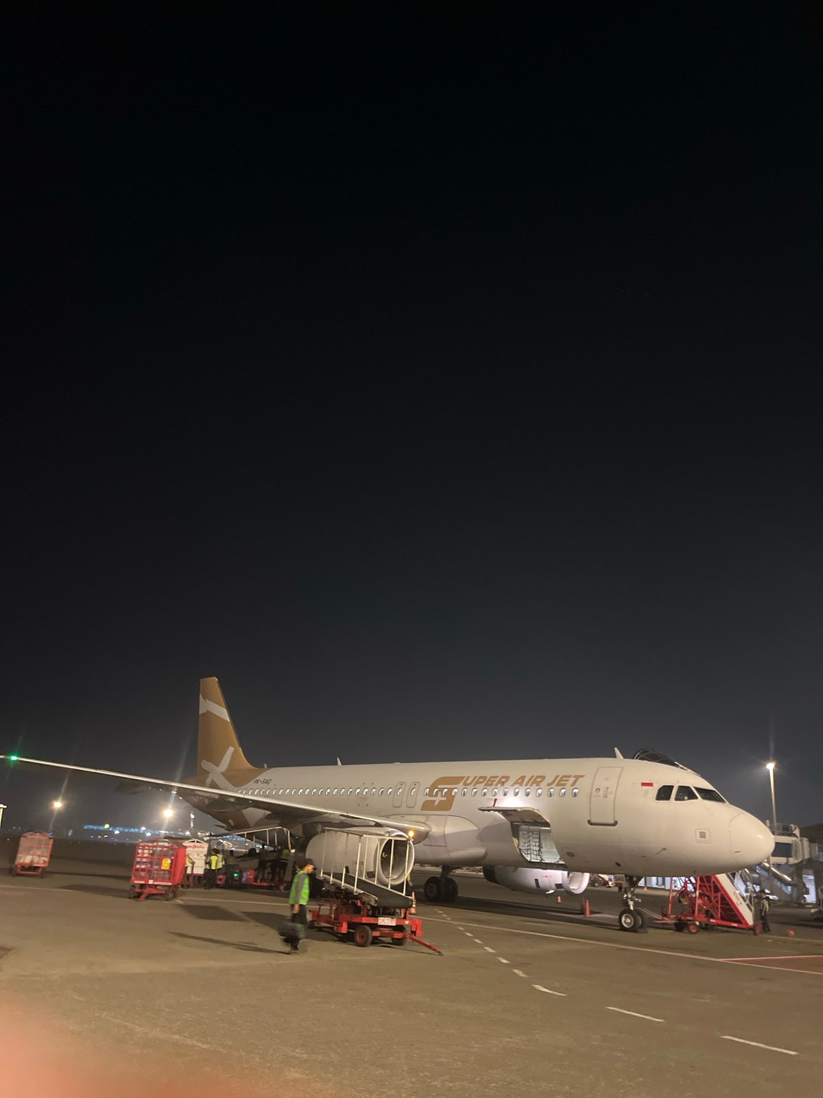Night aircraft servicing operations observed at Tangerang airport