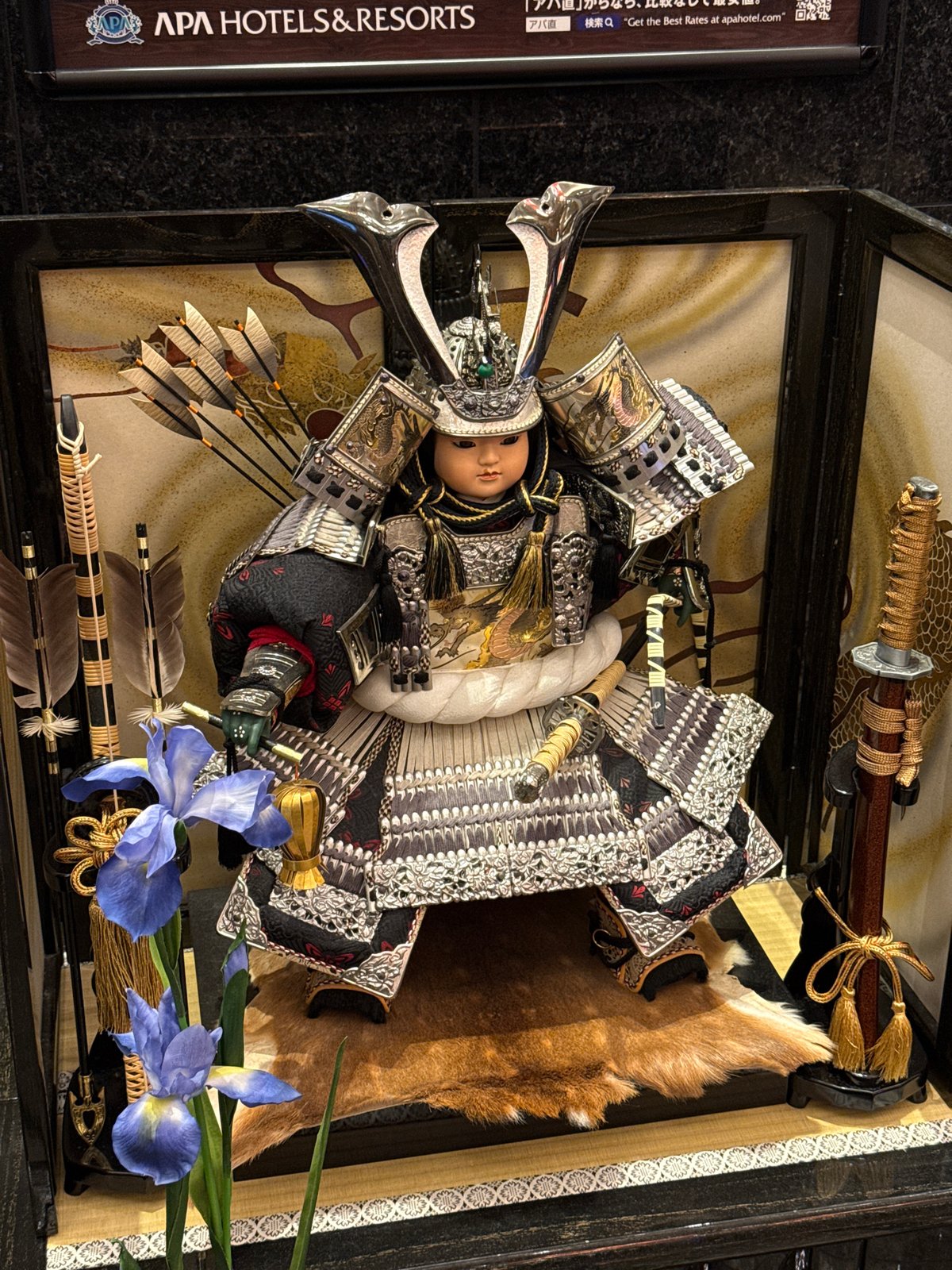 Traditional Japanese samurai doll display observed at unknown location