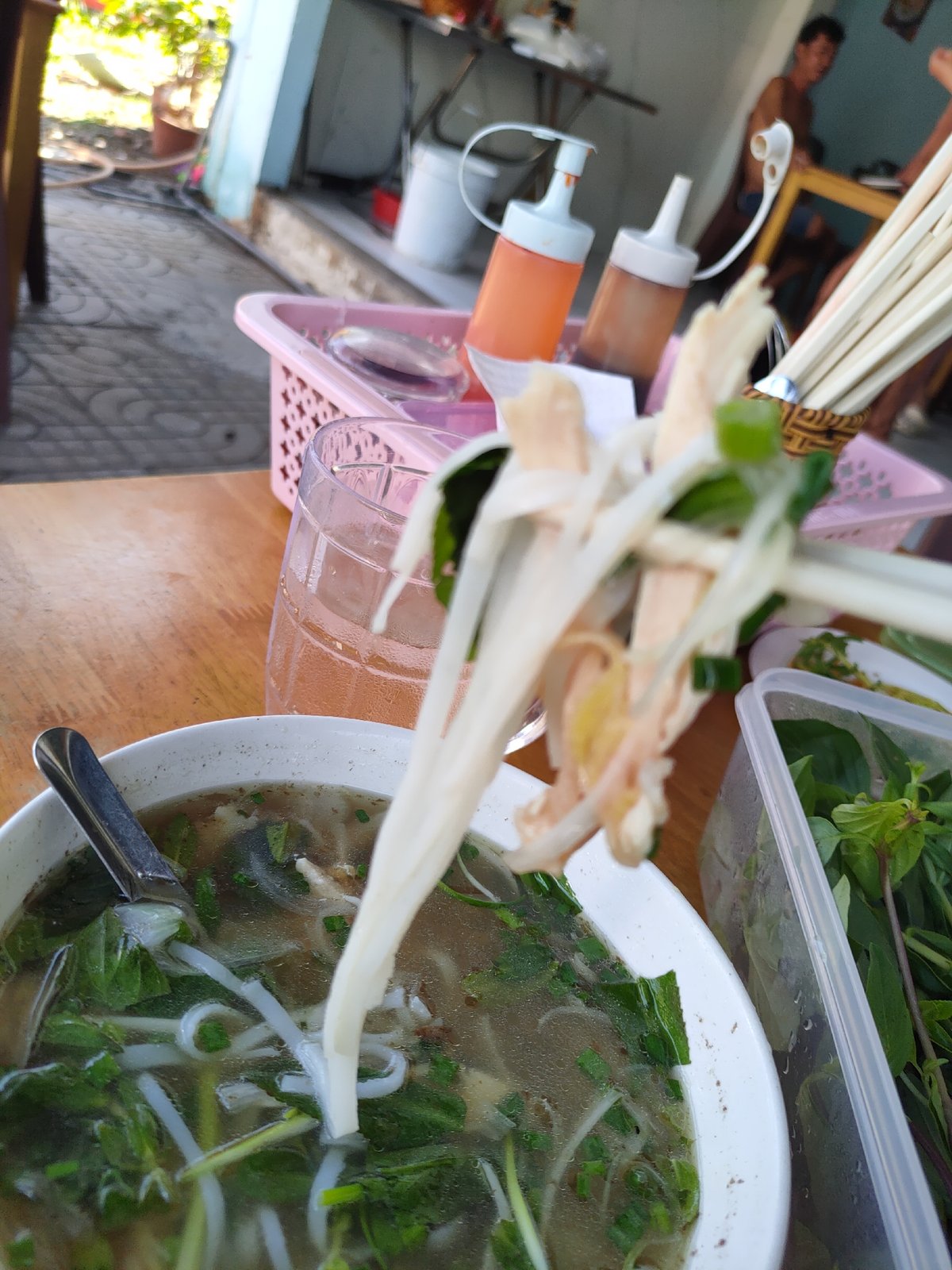 Morning pho breakfast in Phu Thuy Ward Vietnam