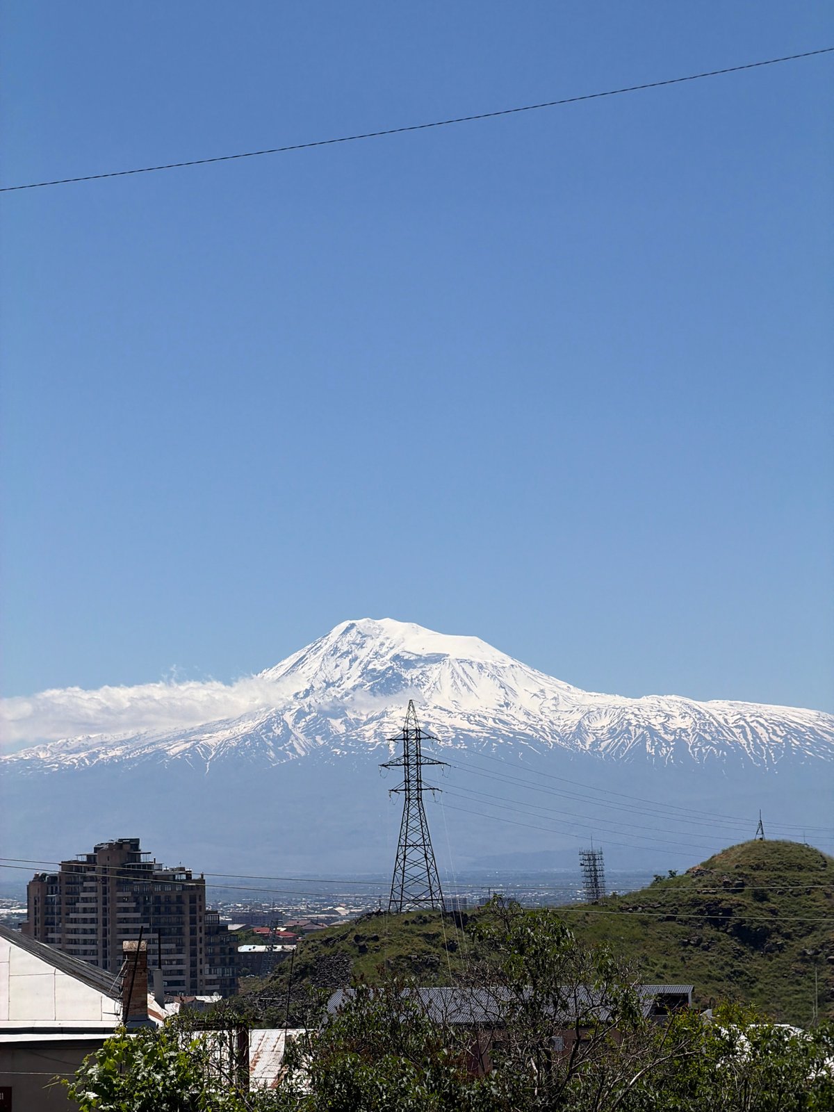 Clear morning views of Mount Ararat from Yerevan captured