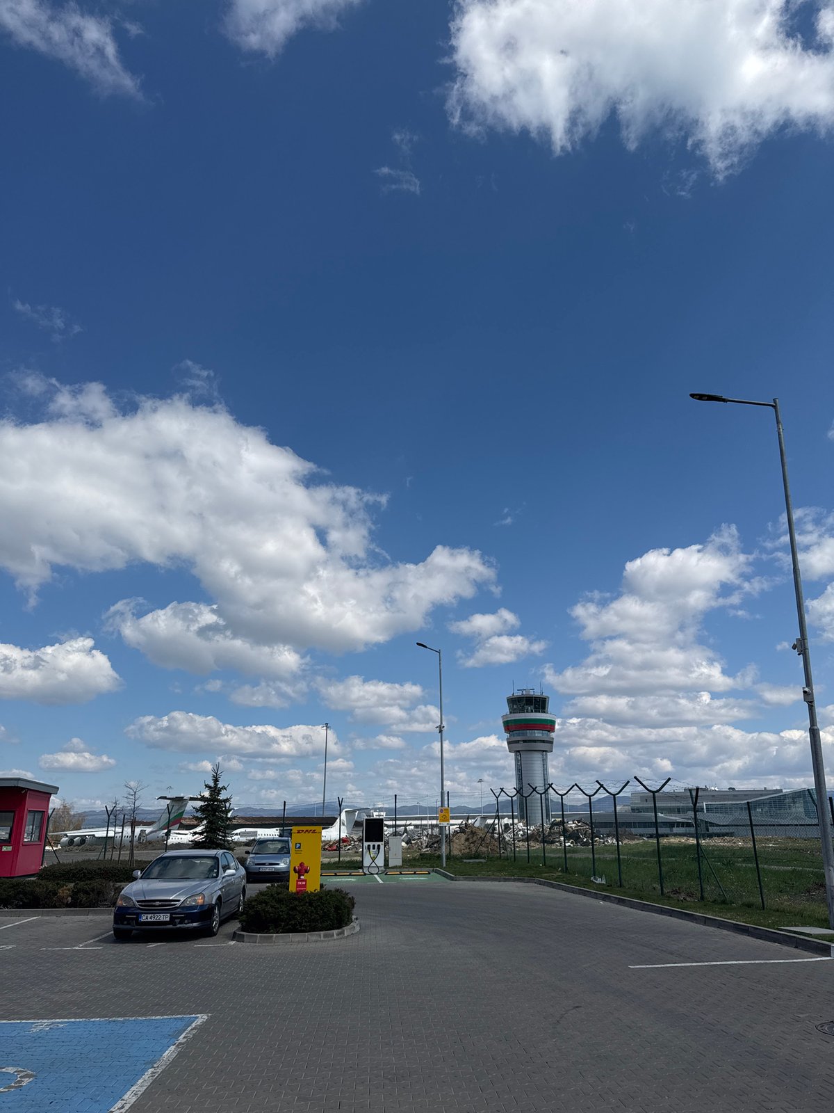 Morning scenes documented at Sofia Airport terminal and grounds