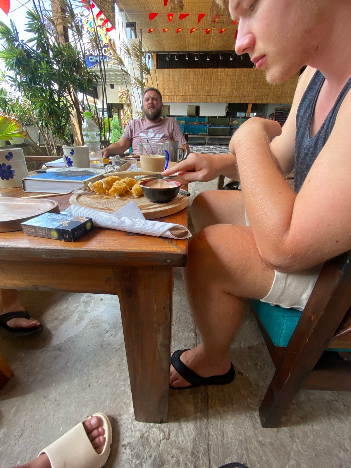 Morning dining scene captured at Vietnamese cafe