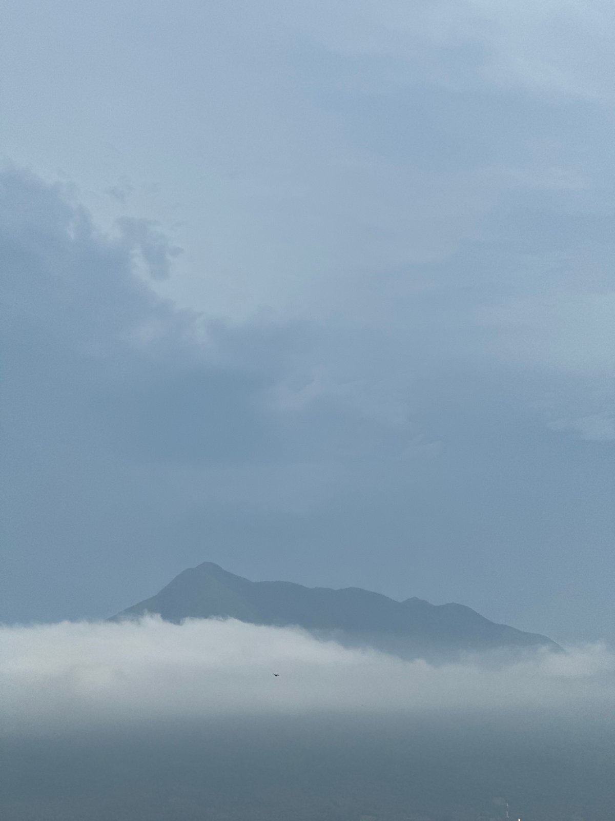 Mountain peaks and overcast skies on a cloudy afternoon