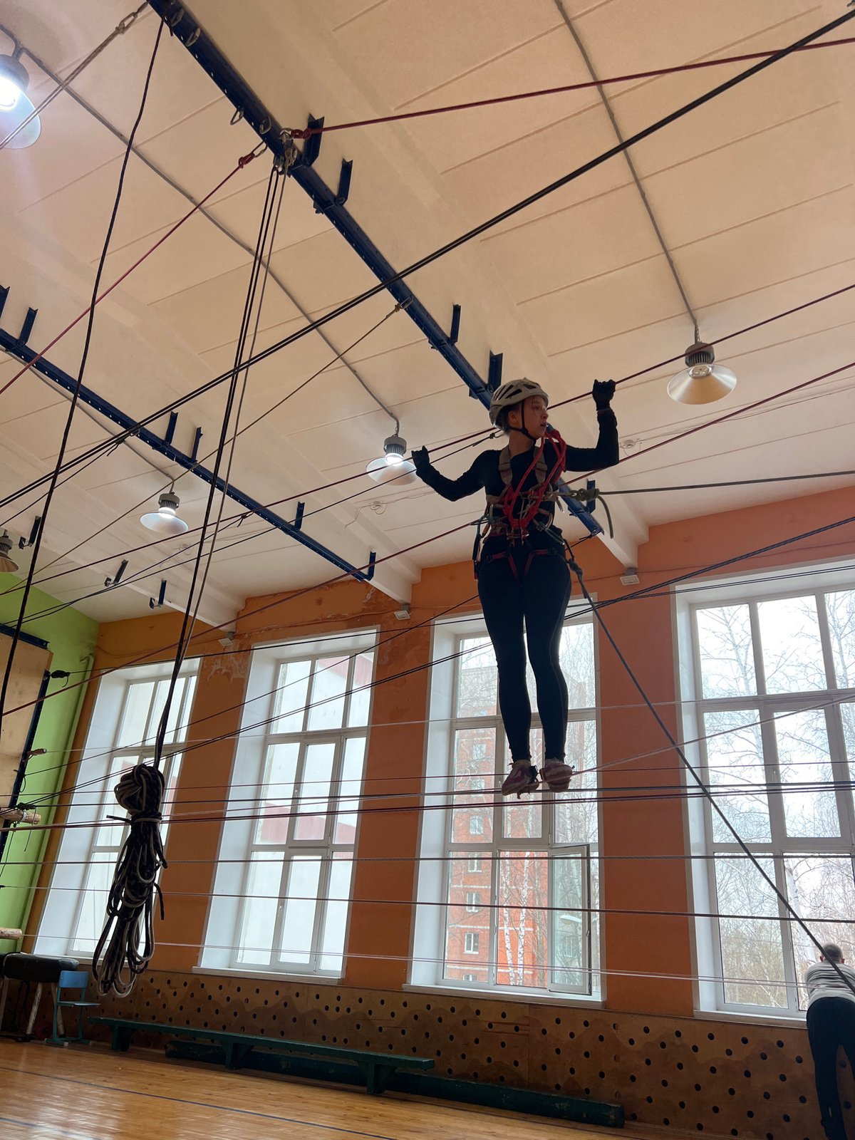 Indoor climbing activities observed at Chaikovsky gymnasium facility
