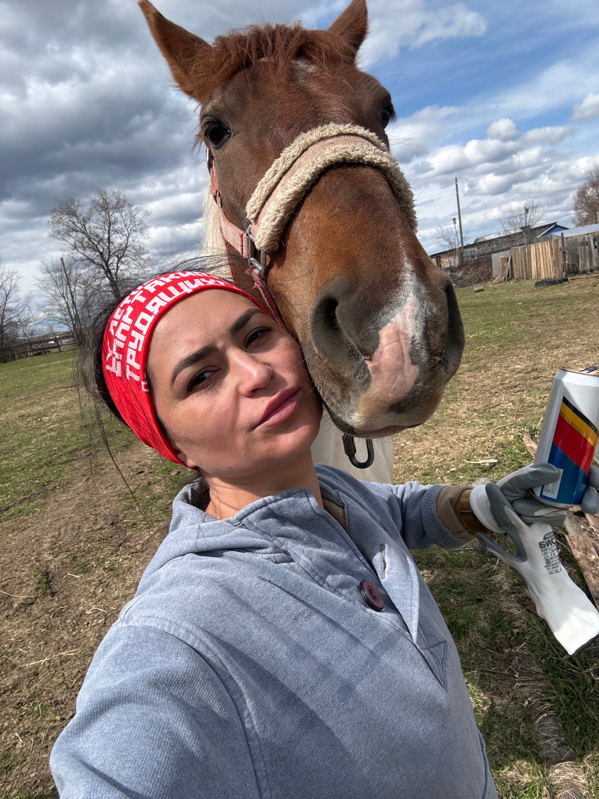 Woman documents horse interactions, yard work in rural Russia