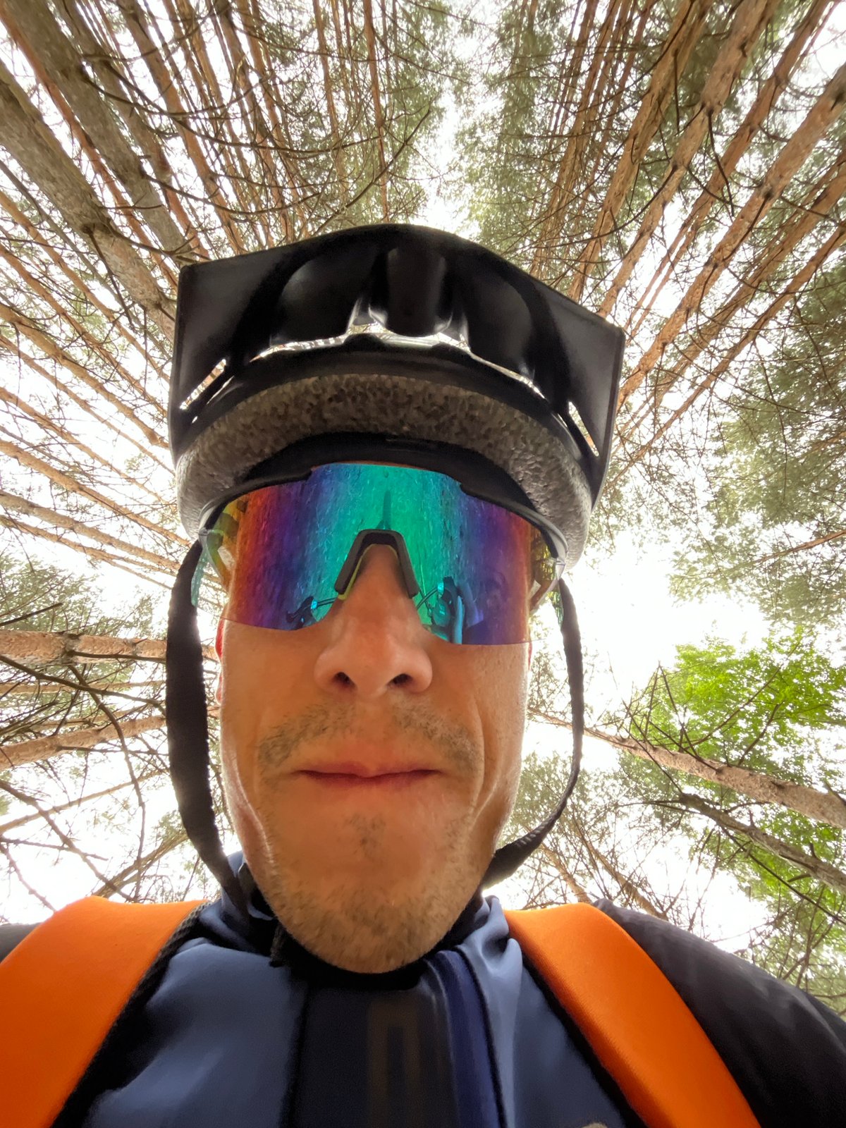 Cyclist spotted riding through trees in Chaikovsky, Russia