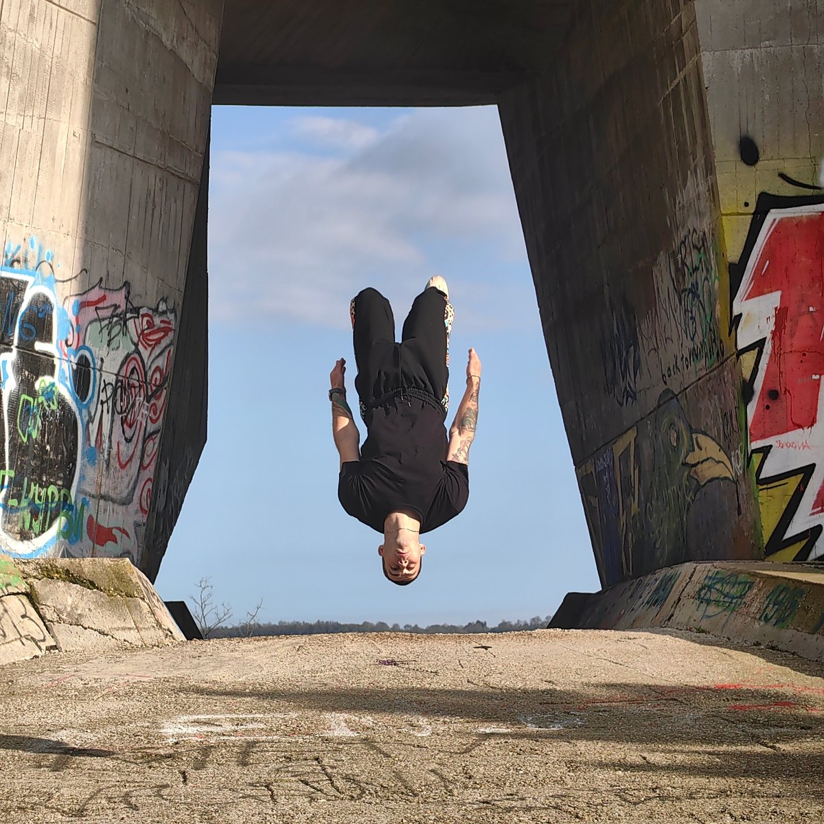 Early morning backflip performance captured across Varna, Bulgaria locations