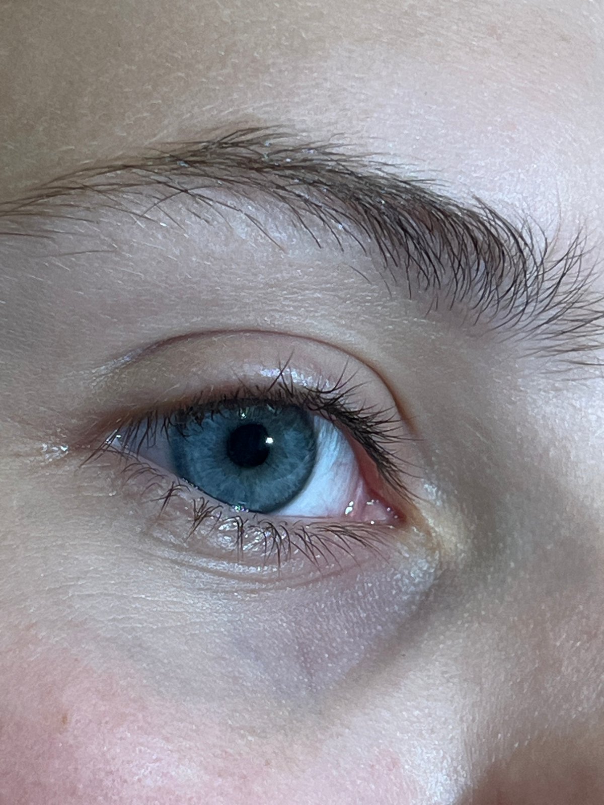 Forensic close-up of blue eye in Saint Petersburg