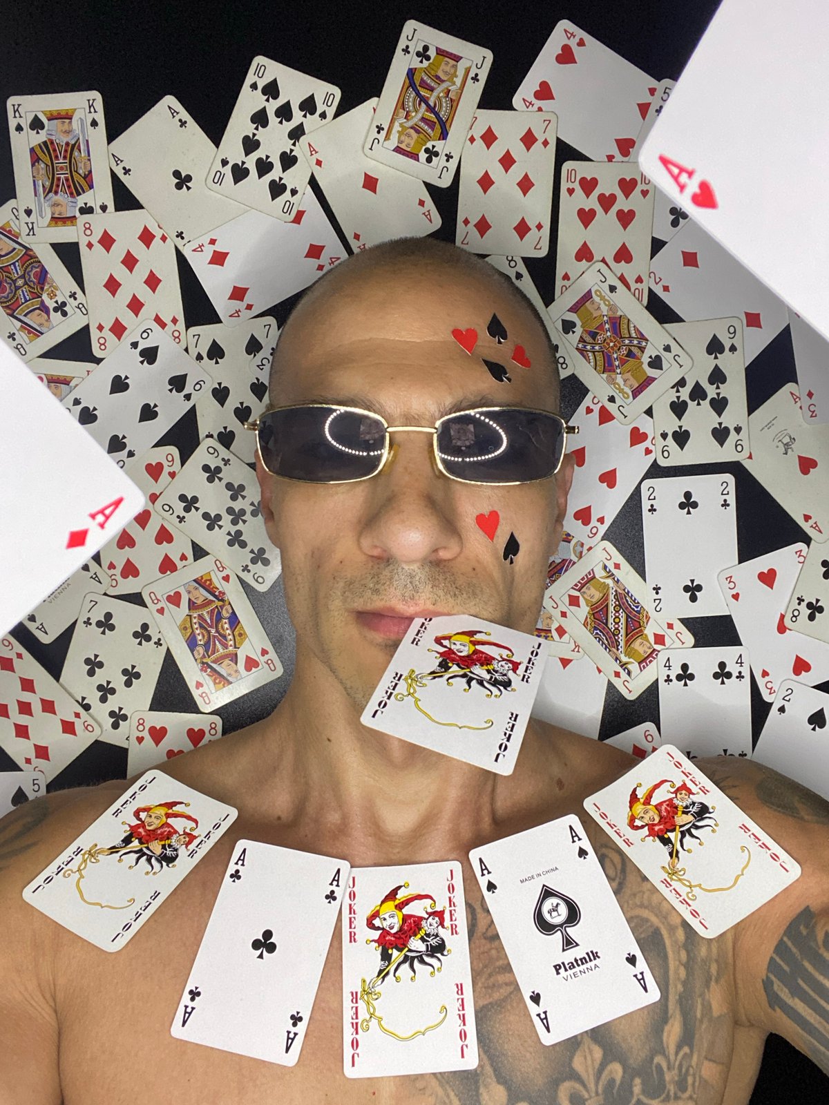 Styled playing card tableau in Pleven, Bulgaria