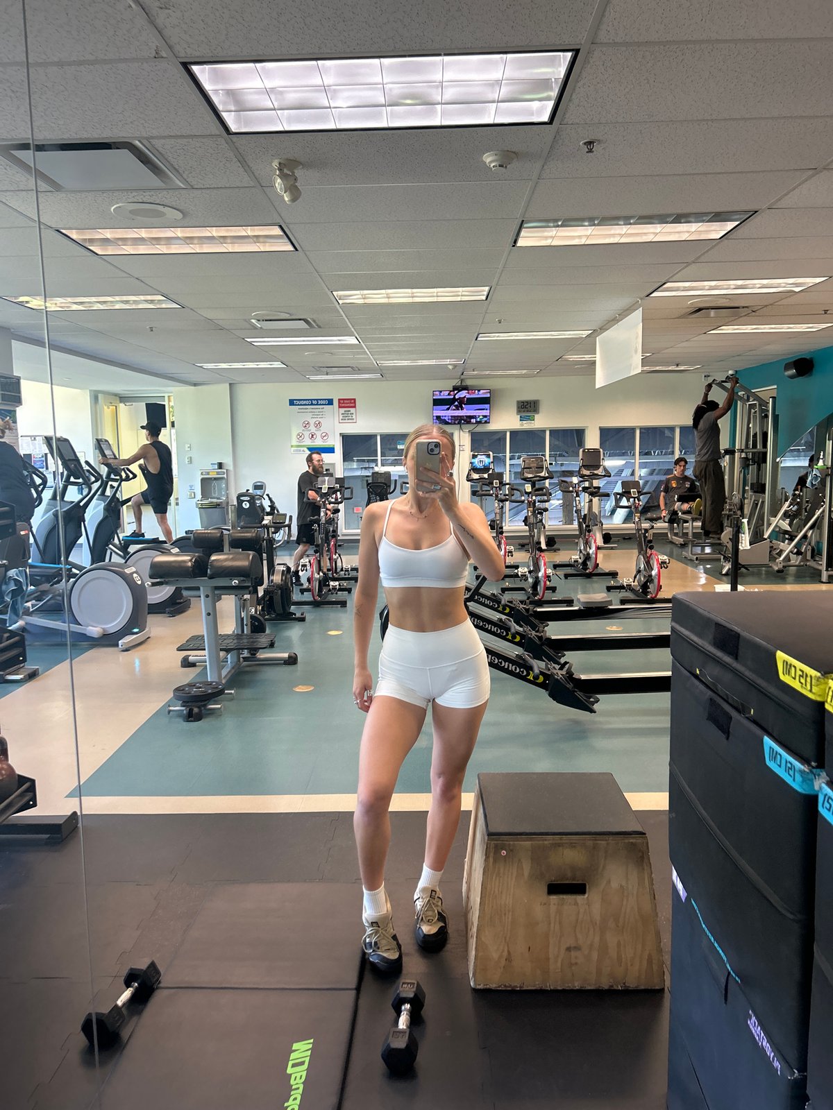 Woman takes gym selfie in Whistler fitness center