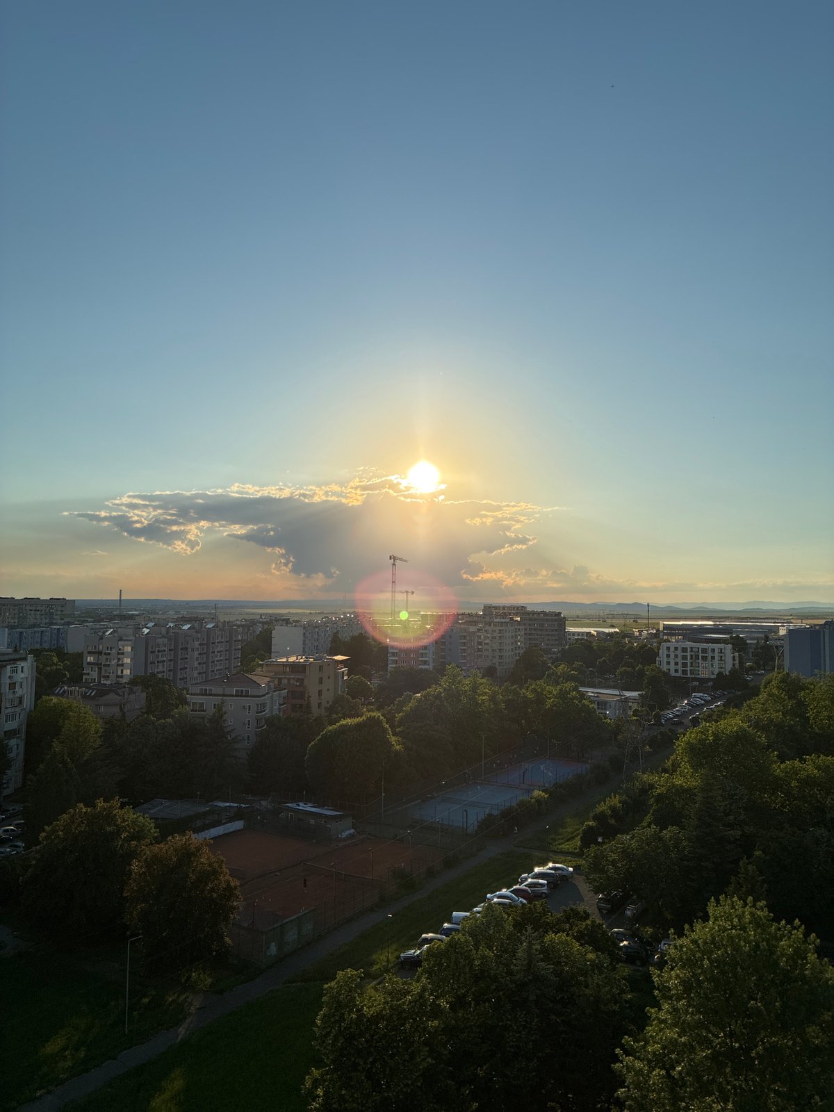 Burgas skyline tracked from golden hour to nightfall