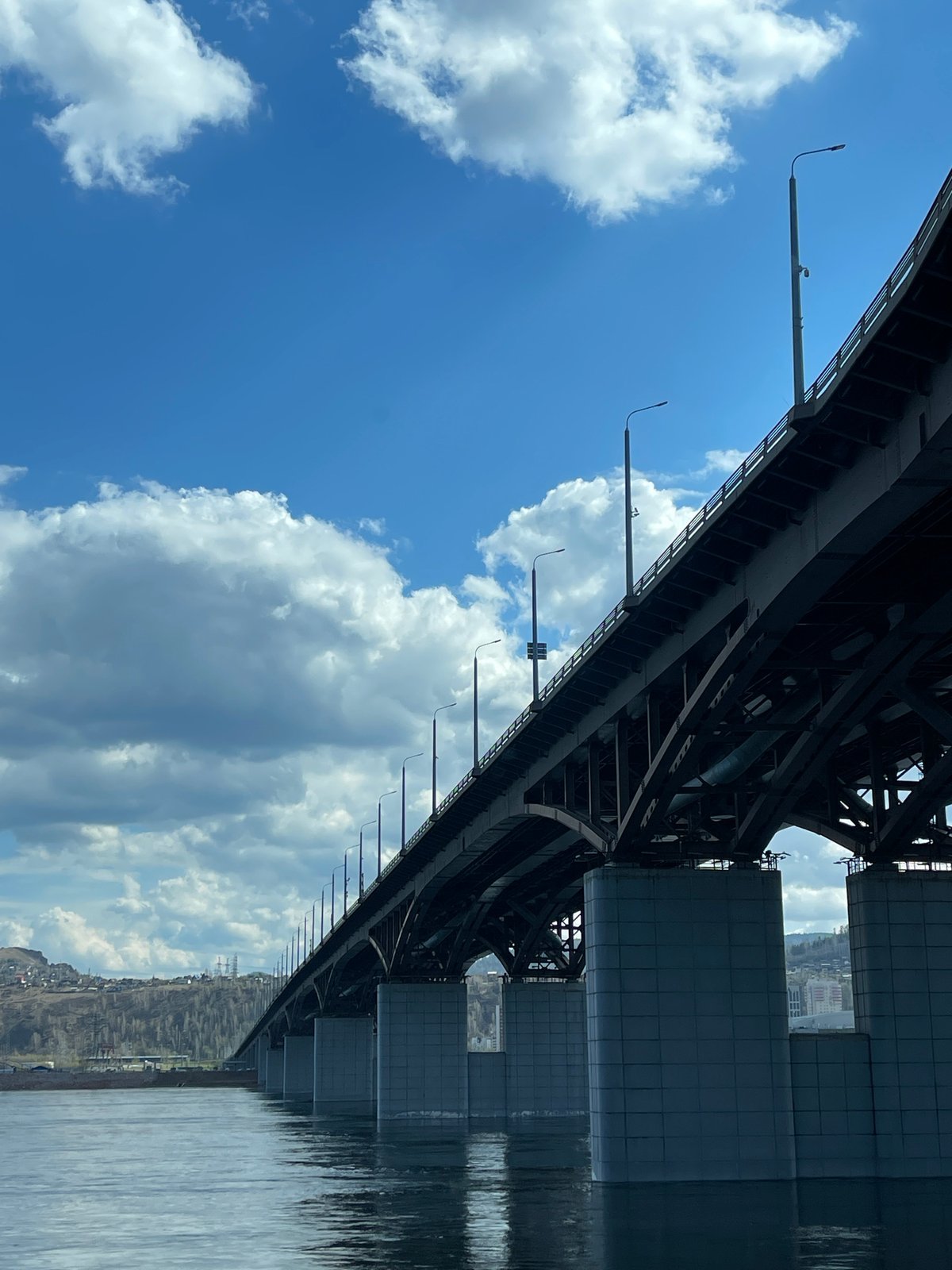 Bridge view captured from below in Krasnoyarsk, Russia
