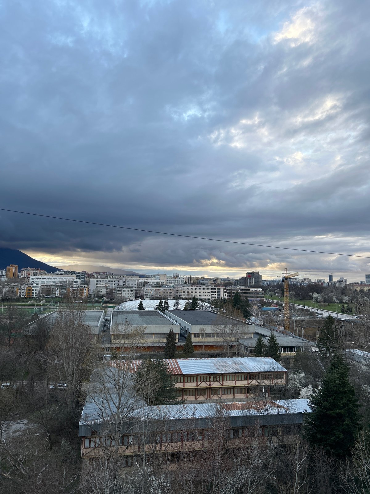 Dramatic sky photographed over Sofia cityscape from elevated viewpoint