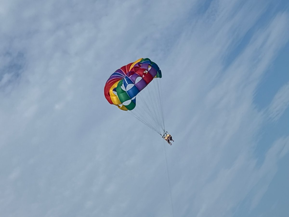 Tandem parasailing over the Bulgarian Black Sea coast