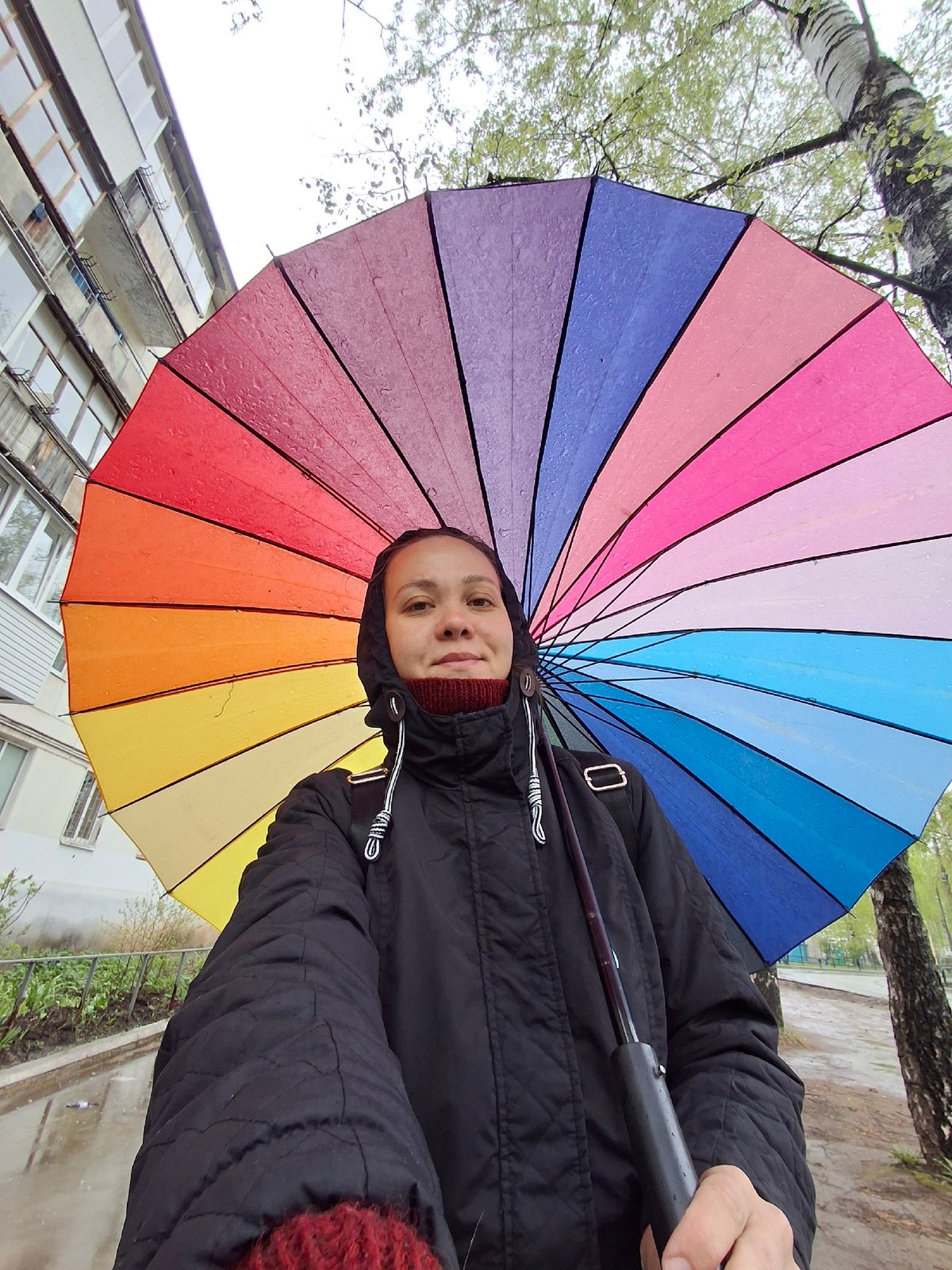 Morning scenes from Chaikovsky: rainbow umbrella, bakery display