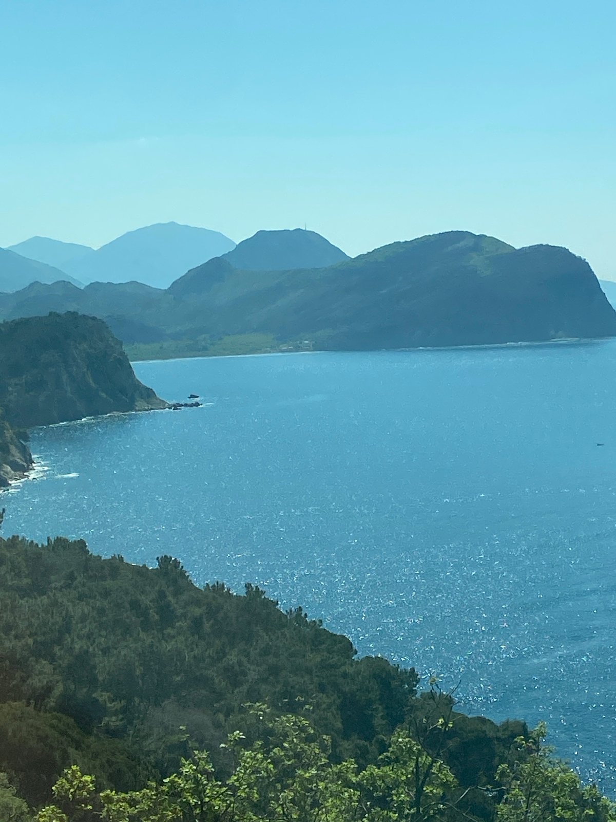 Coastal landscape observed in Mirište, Montenegro showing mountains and sea