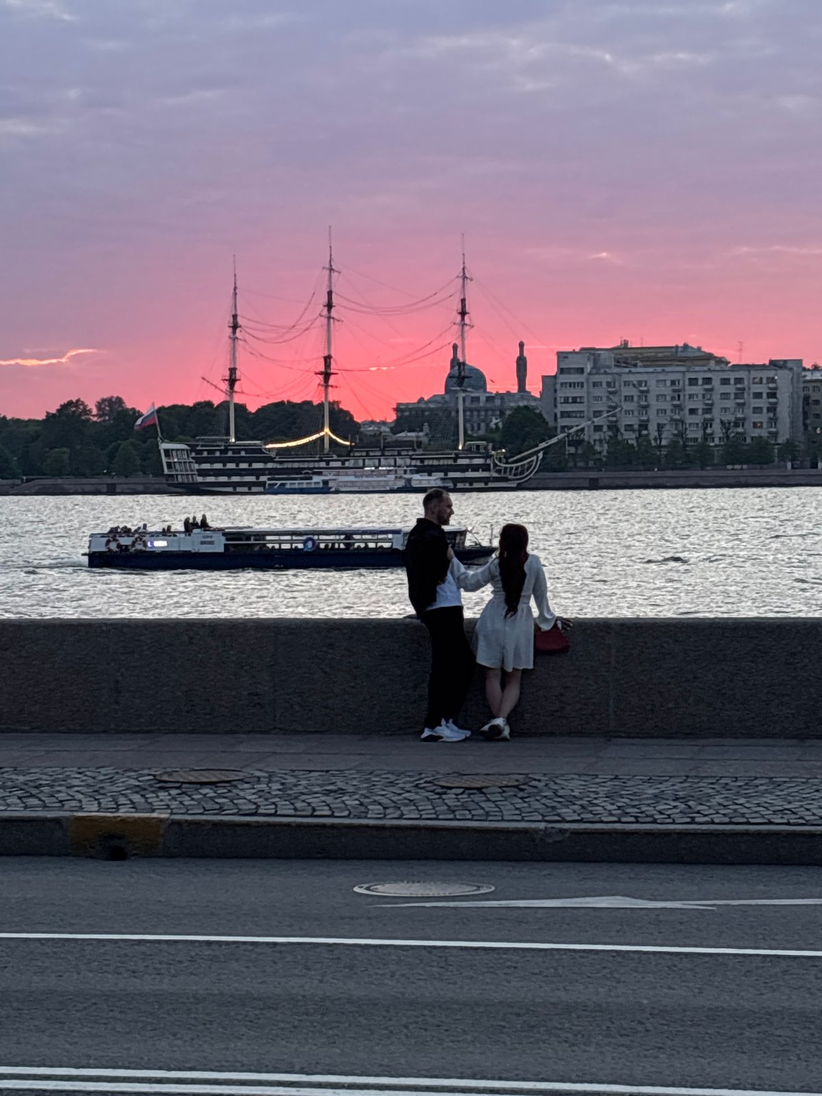 Evening twilight scenes documented across Saint Petersburg's historic districts
