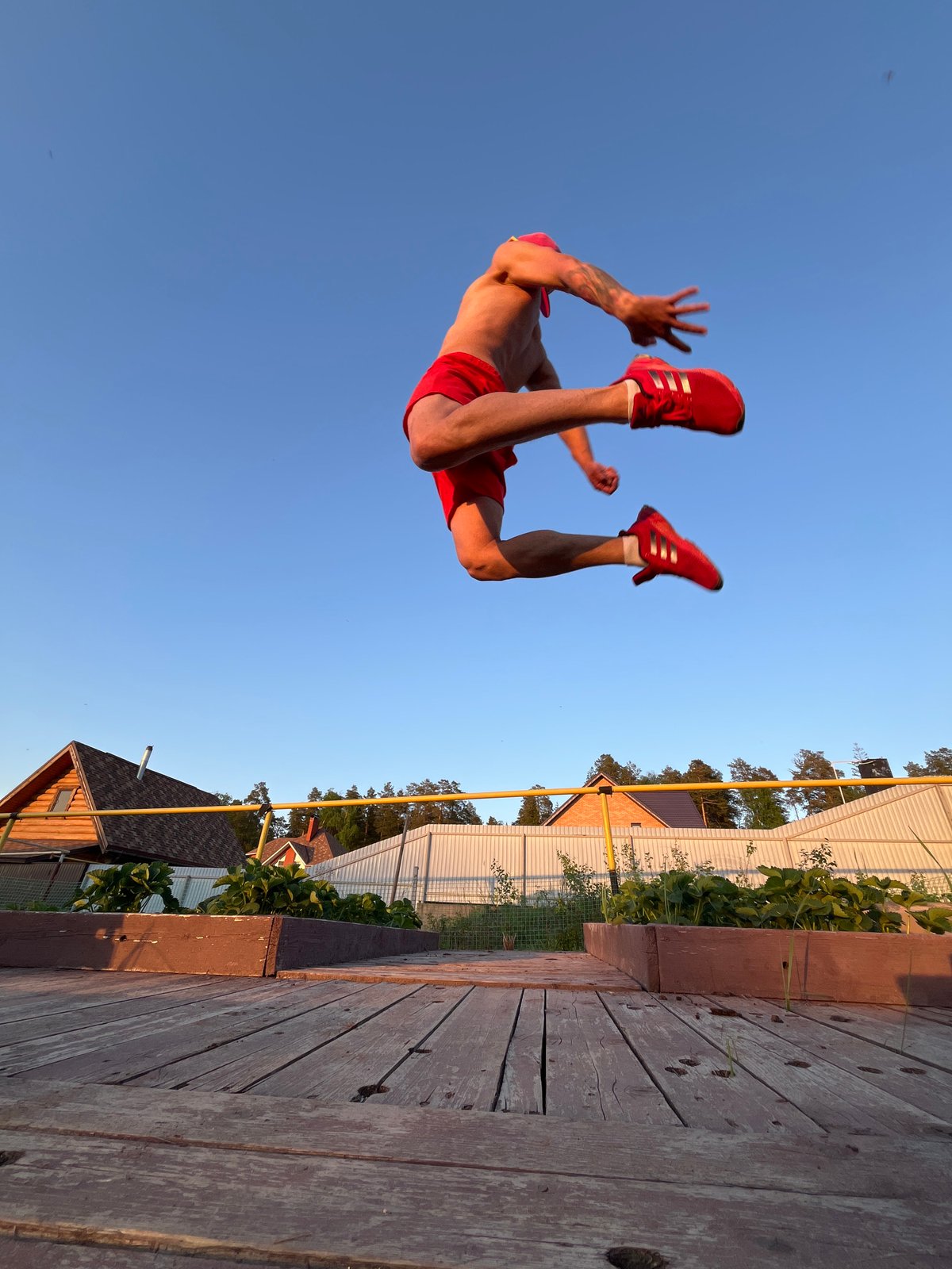 Man performs backflips on trampoline in Chaikovsky, Russia