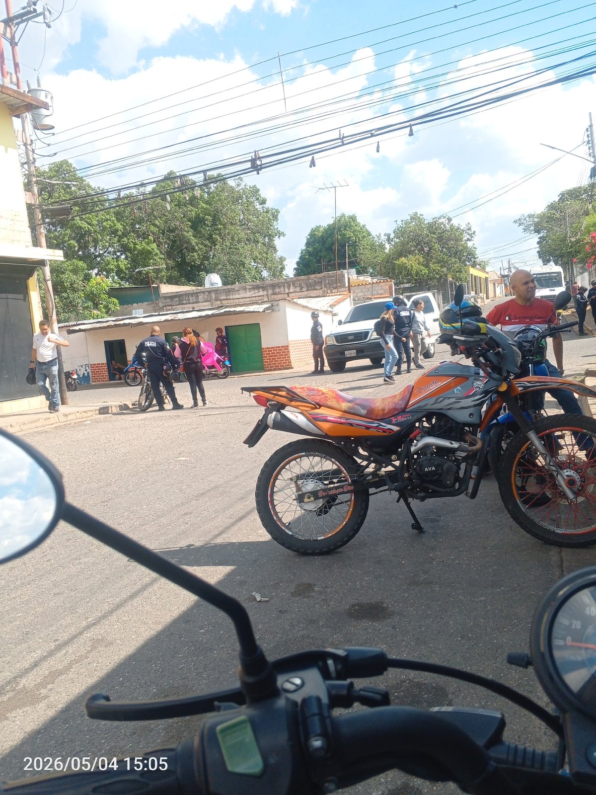 Motorcycles parked on street in Tinaquillo, Venezuela