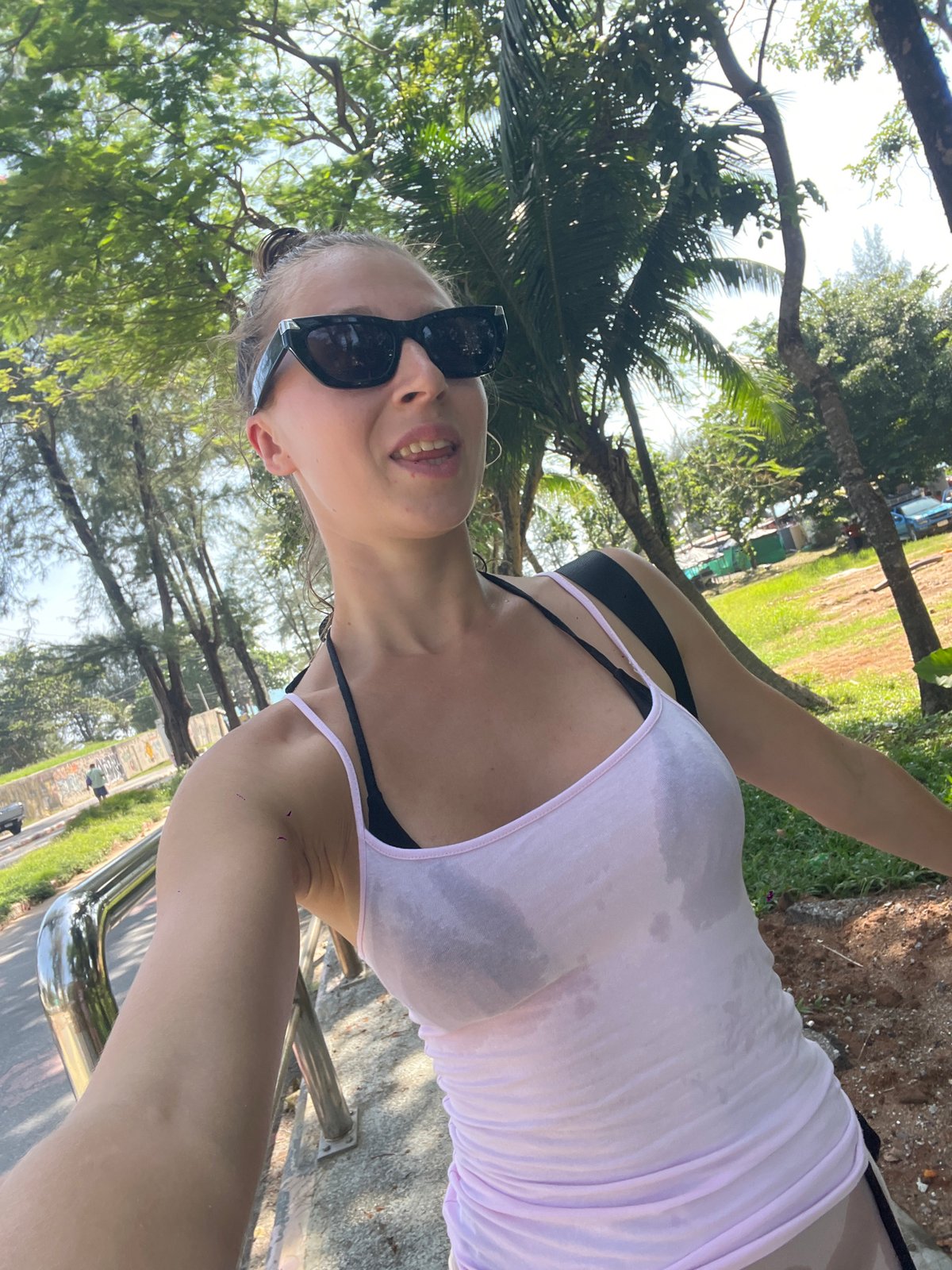 Morning stroll past street statues in Choeng Thale, Phuket