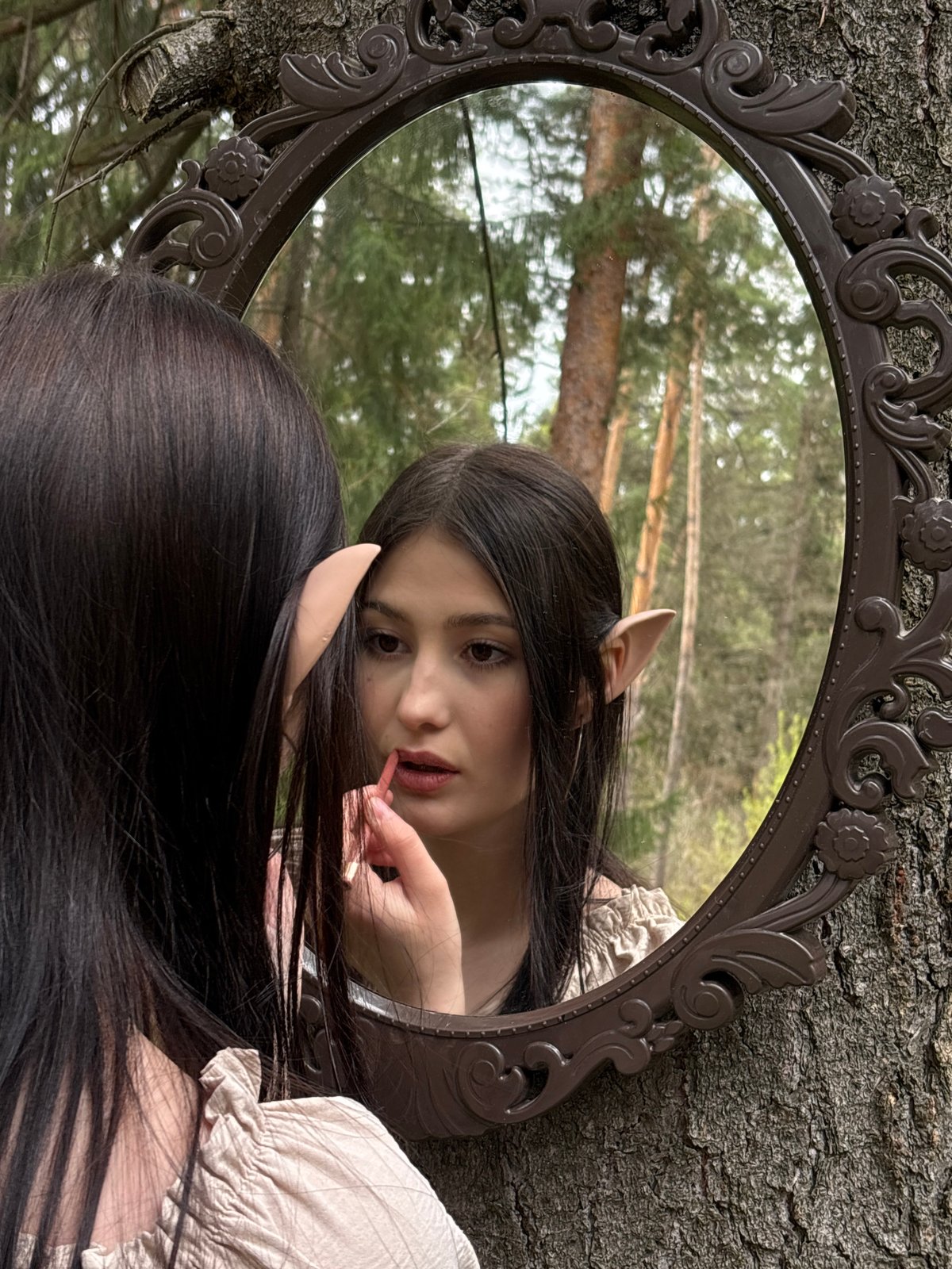 Young women photograph forest session near Фоки, Russia