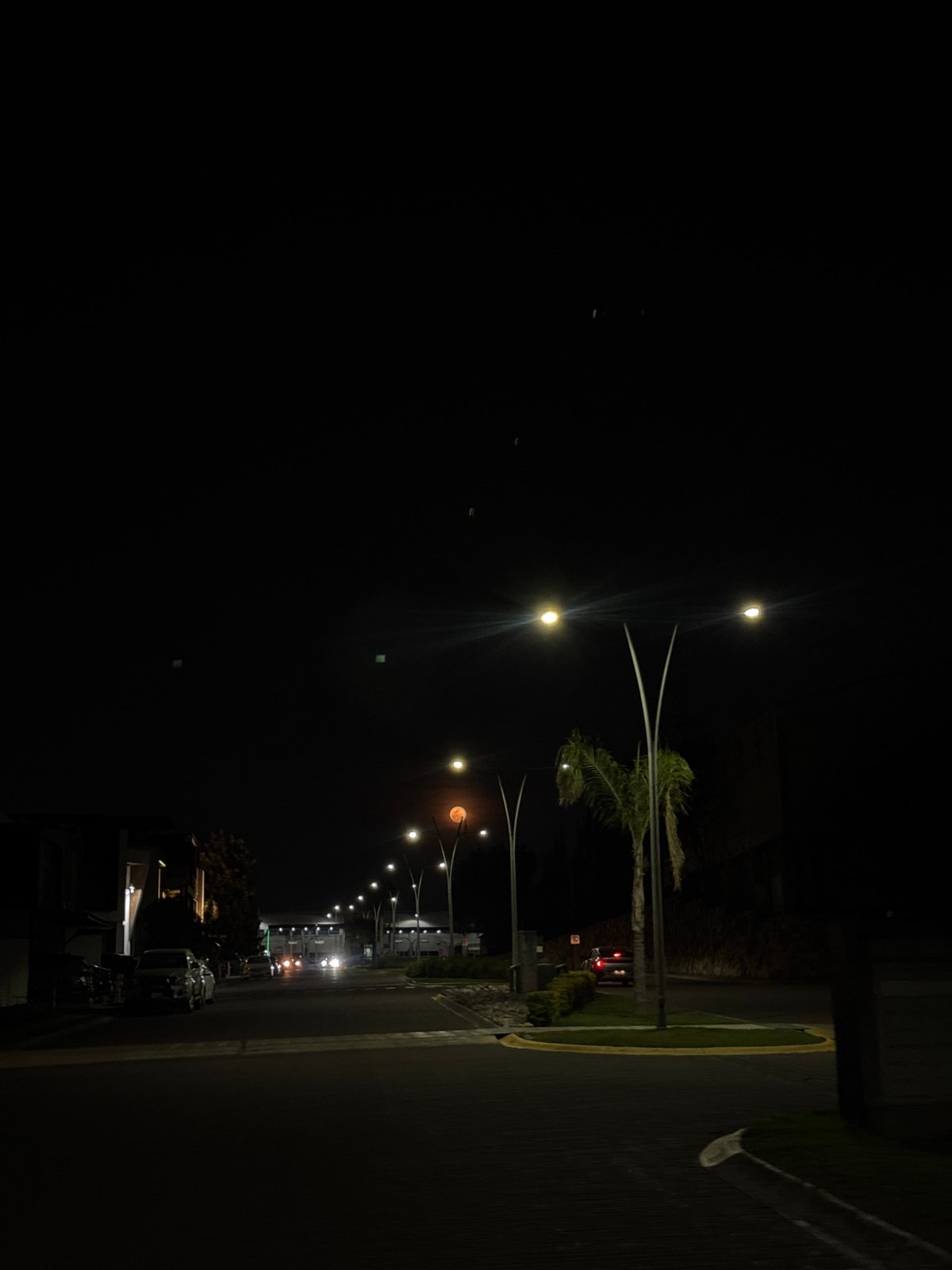 Nighttime street scene documented in residential Puebla, Mexico