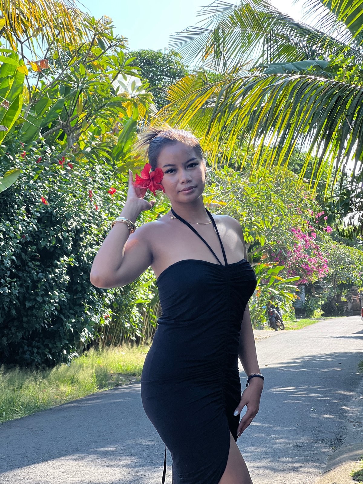 Photo session documented in tropical Sukawati, Indonesia morning