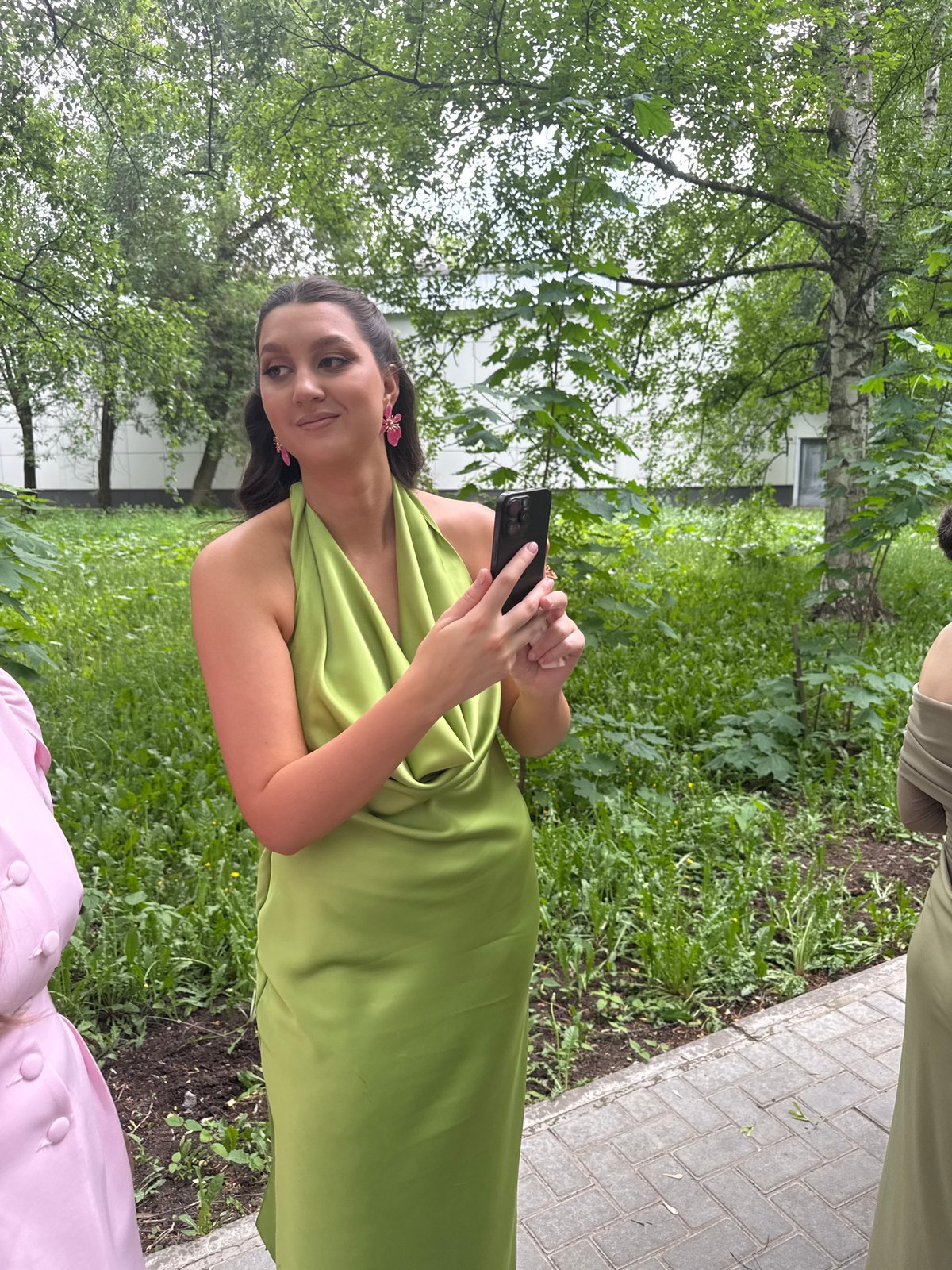 Young women gather for photos in Perm park afternoon