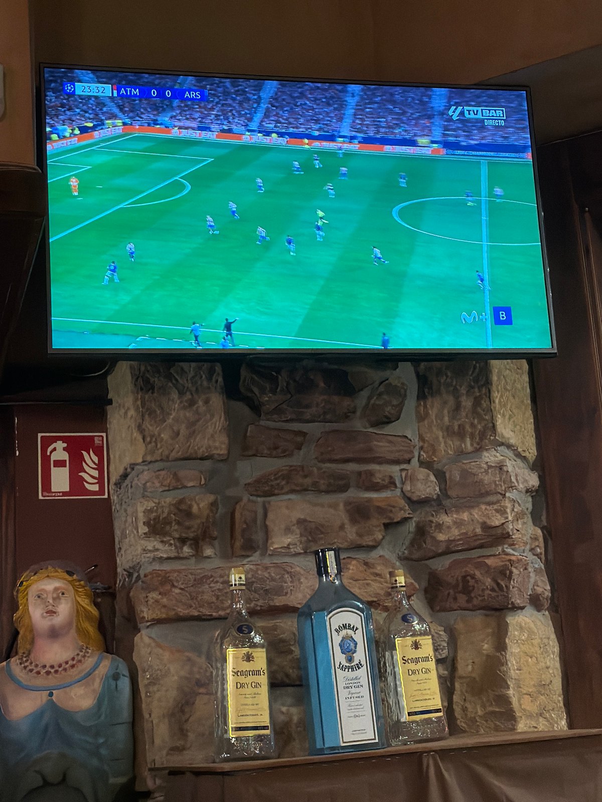 Football match viewed on television in San Sebastián bar