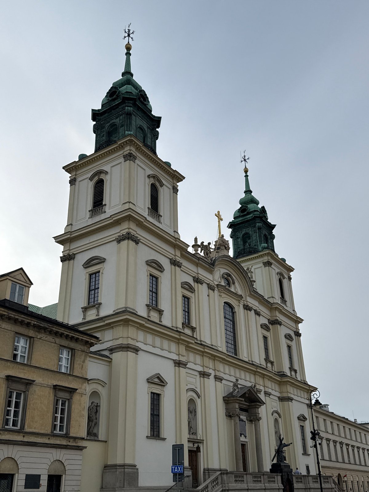 Baroque and neoclassical landmarks along central Warsaw's historic street