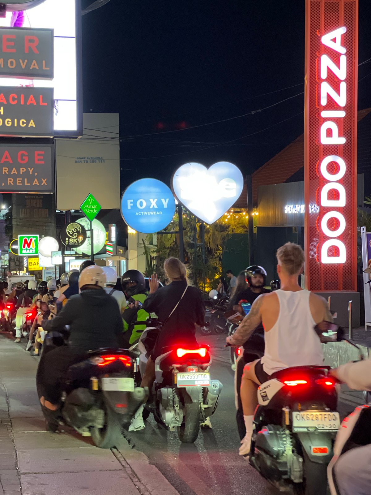 Heavy motorcycle traffic jams observed in North Kuta streets