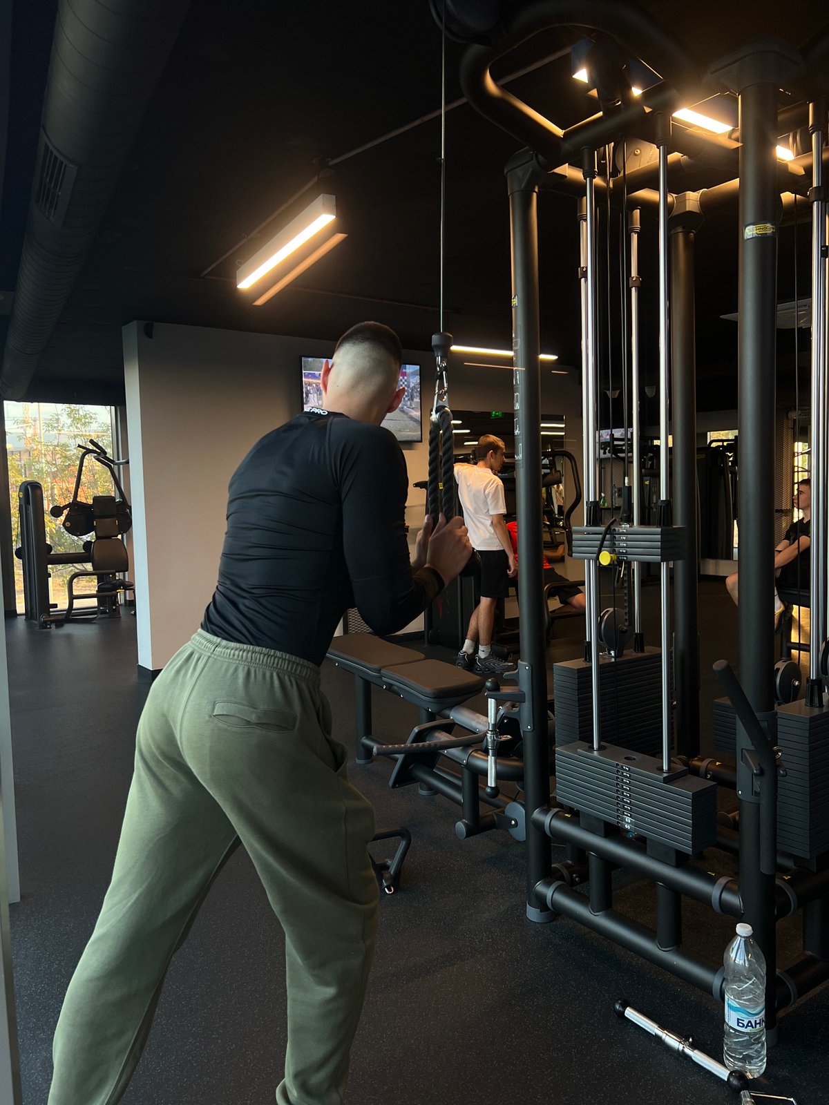 Fitness enthusiast works out at Plovdiv gym Friday afternoon
