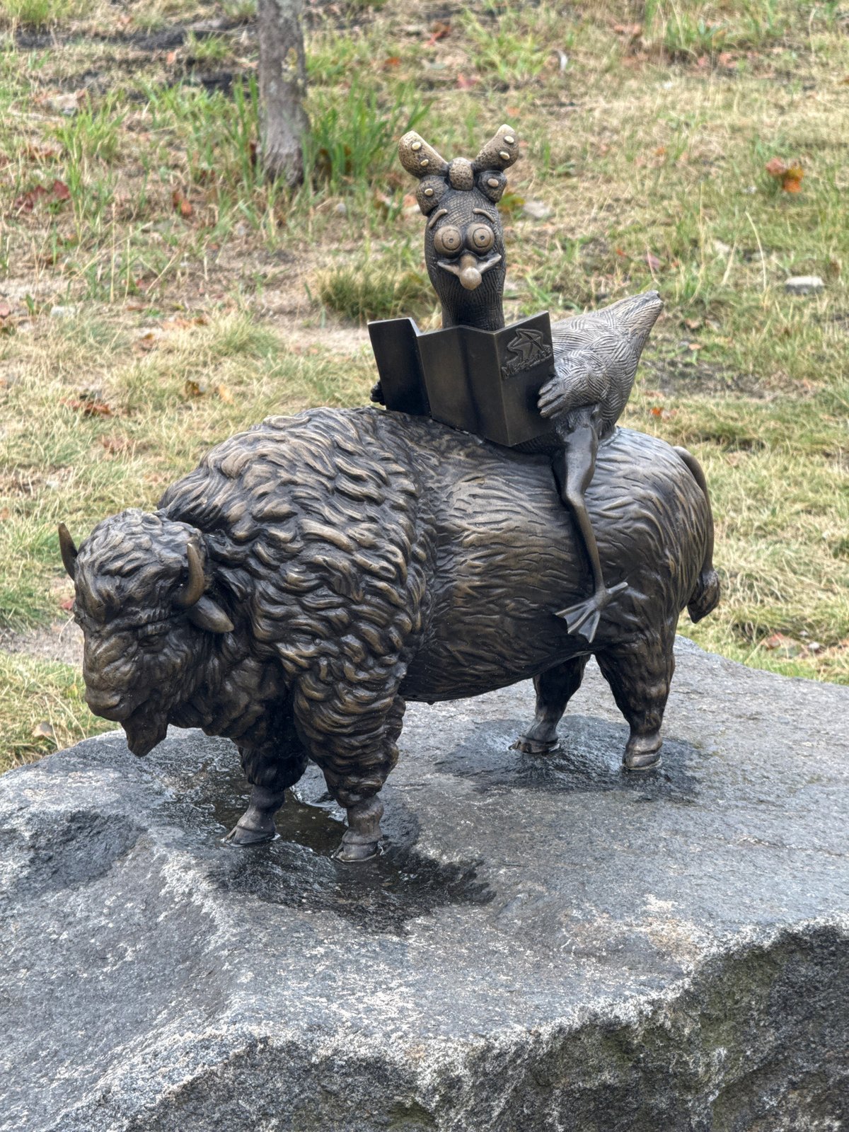 Bronze bison sculpture and landmarks around Międzyzdroje, Poland