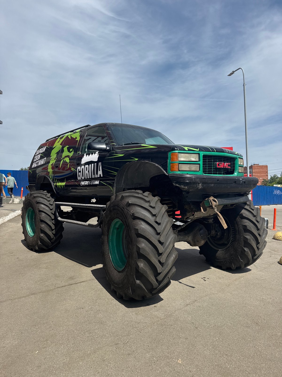 Monster truck draws attention outside Burger King in Izhevsk