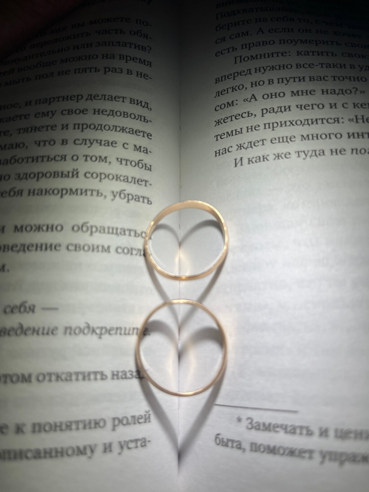 Wedding rings photographed on Russian book pages in Chaikovsky